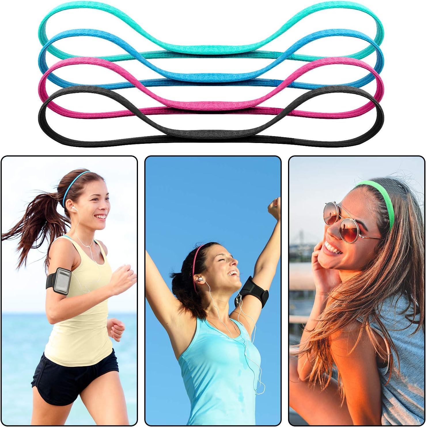 Duufin 20 Pieces Elastic Sport Headbands Non-Slip Workout Headband  Multicolor