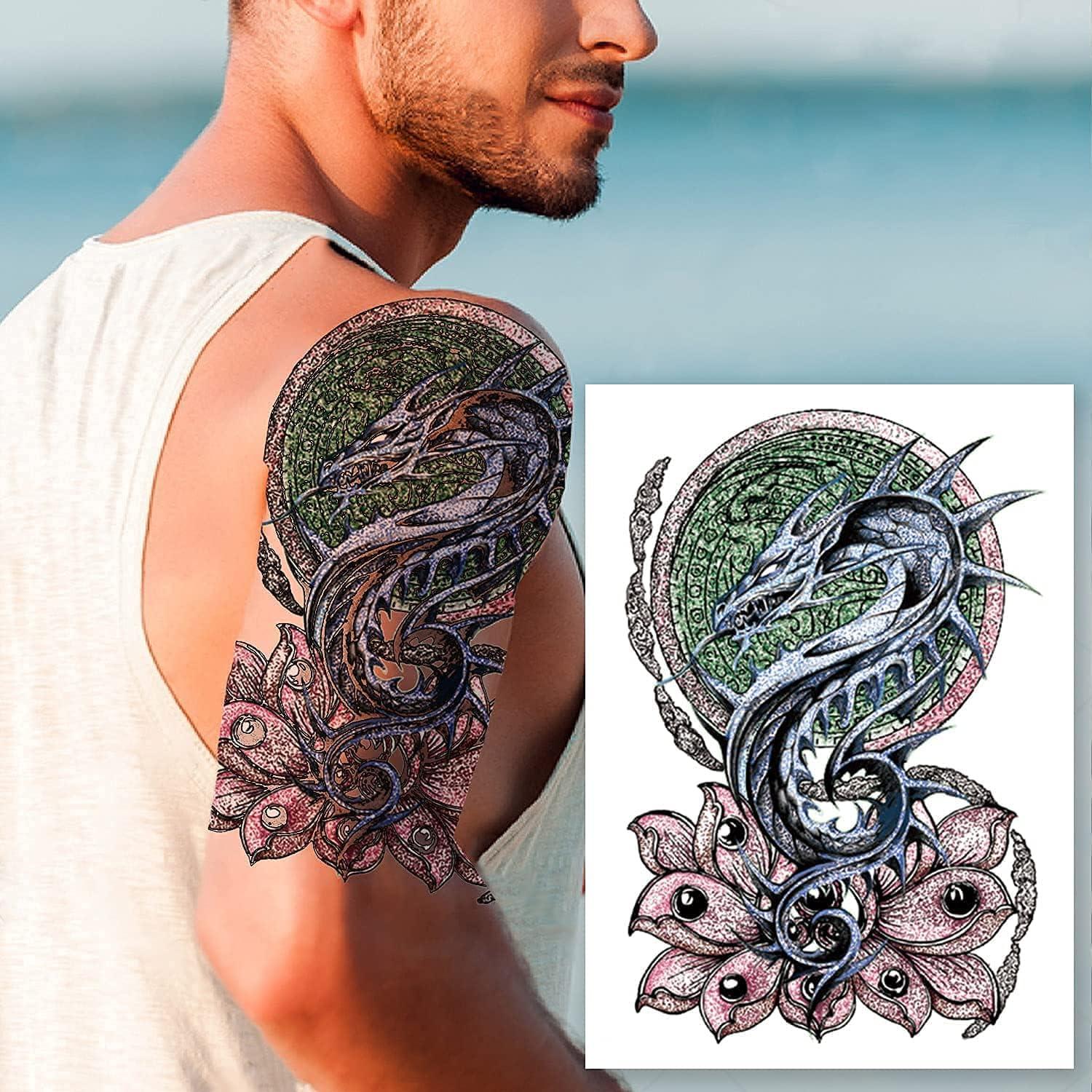 Amazon.com : Snake Temporary Tattoo for Men Arm 6 Sheets Arms Fake  Temporary Tattoos for Women Men Adults Tribal Serpent Mamba Black Roses  Spider Web Sword Sexy Tattoo Stickers Party Favors Body