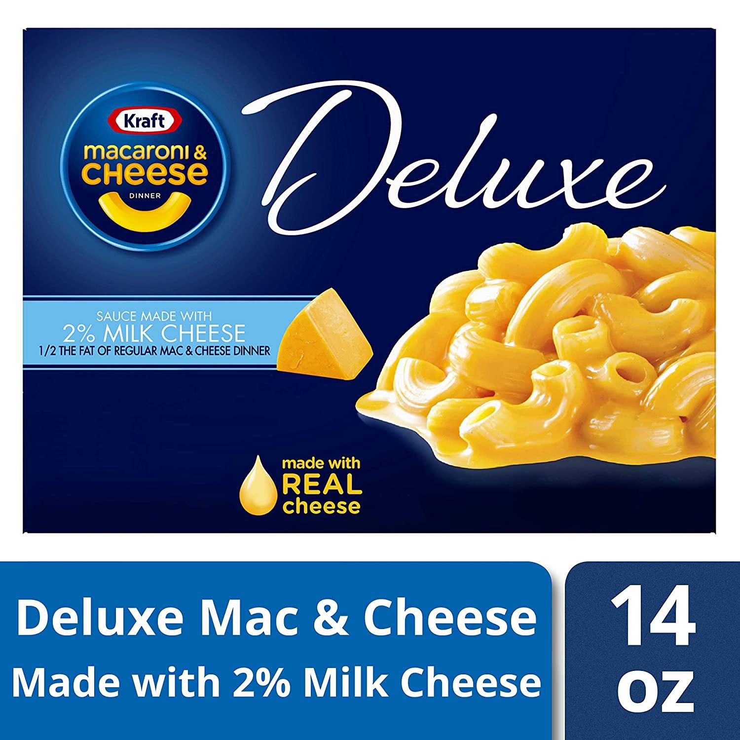 Kraft Macaroni & Cheese Deluxe Dinner, Original Cheddar, 14-Ounce Boxes  (Pack of 8)