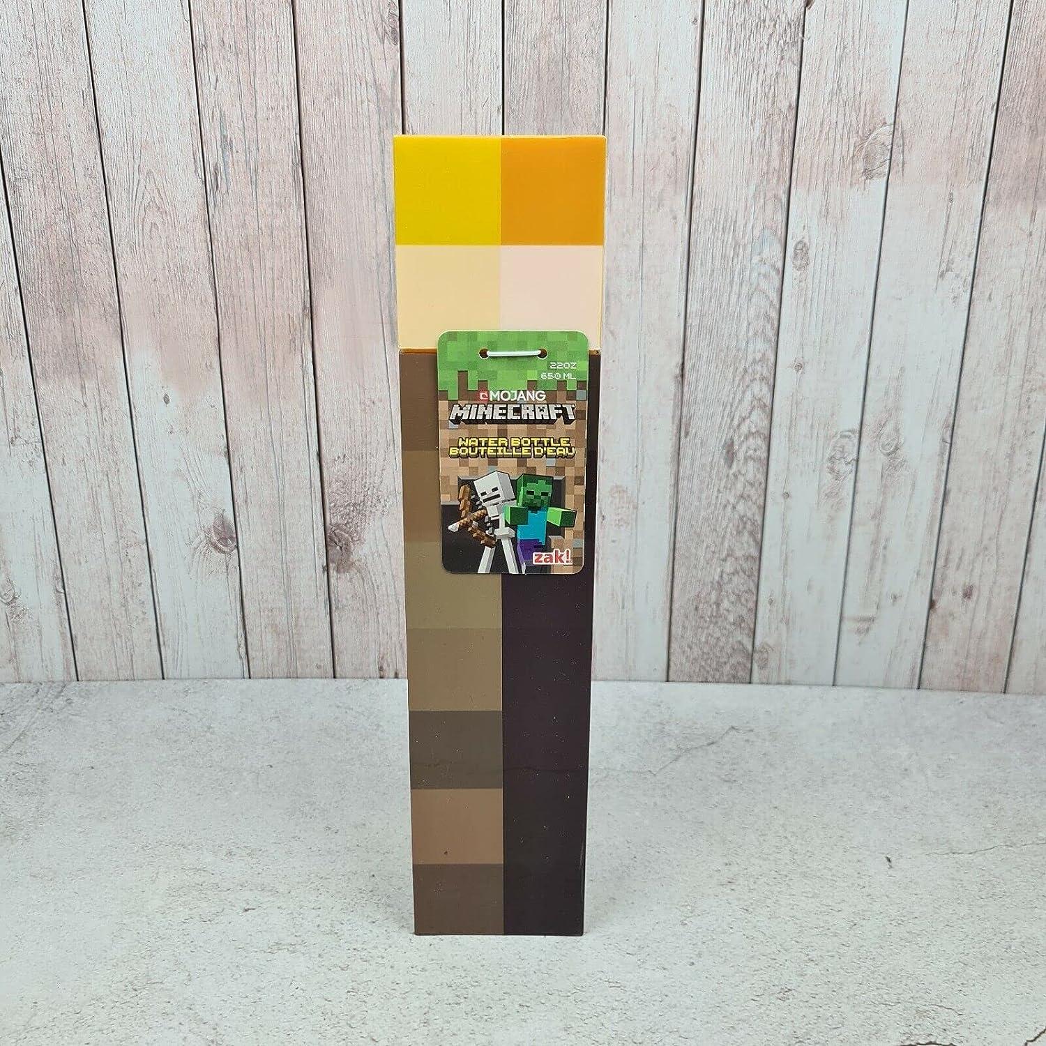 Zak Designs Minecraft Torch Old School Gaming Water Bottle - 22oz