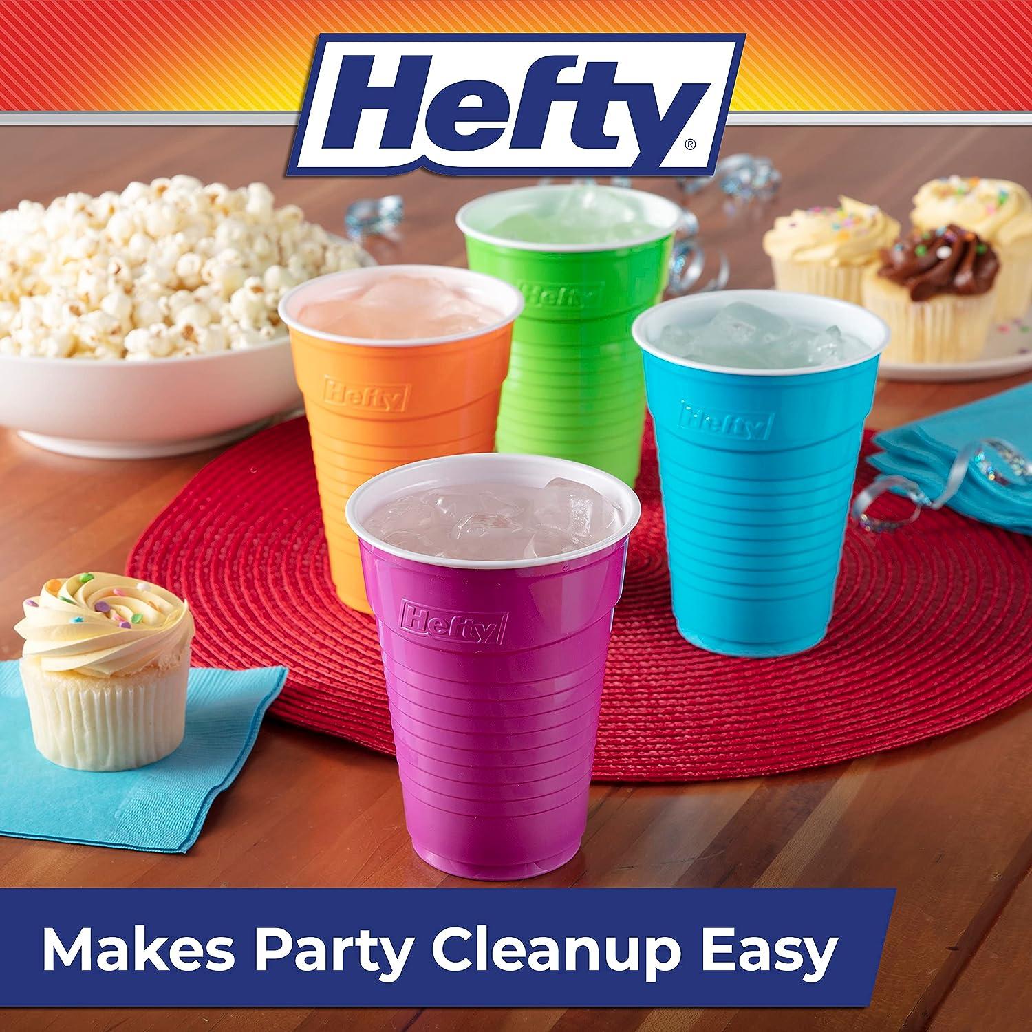Hefty Party On Disposable Plastic Cups, Assorted, 16 Ounce, 100 Count -  Vibrant