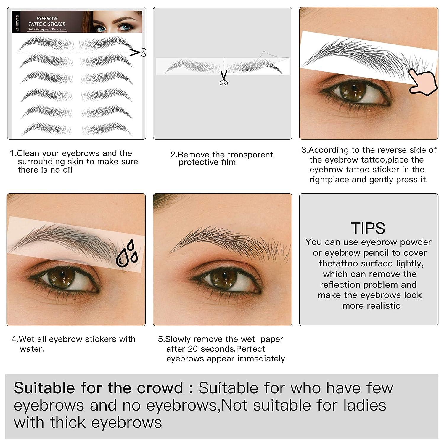 9 Sheets 4D Hair-Like Eyebrow Tattoo Peel Off Waterproof Tattoo Eyebrow  Transfers Stickers Long Lasting Natural Temporary Brow Grooming Shaping Fake  Eyebrow Sticker For Women And Girls 90 Pairs Brown : Amazon.com.au: