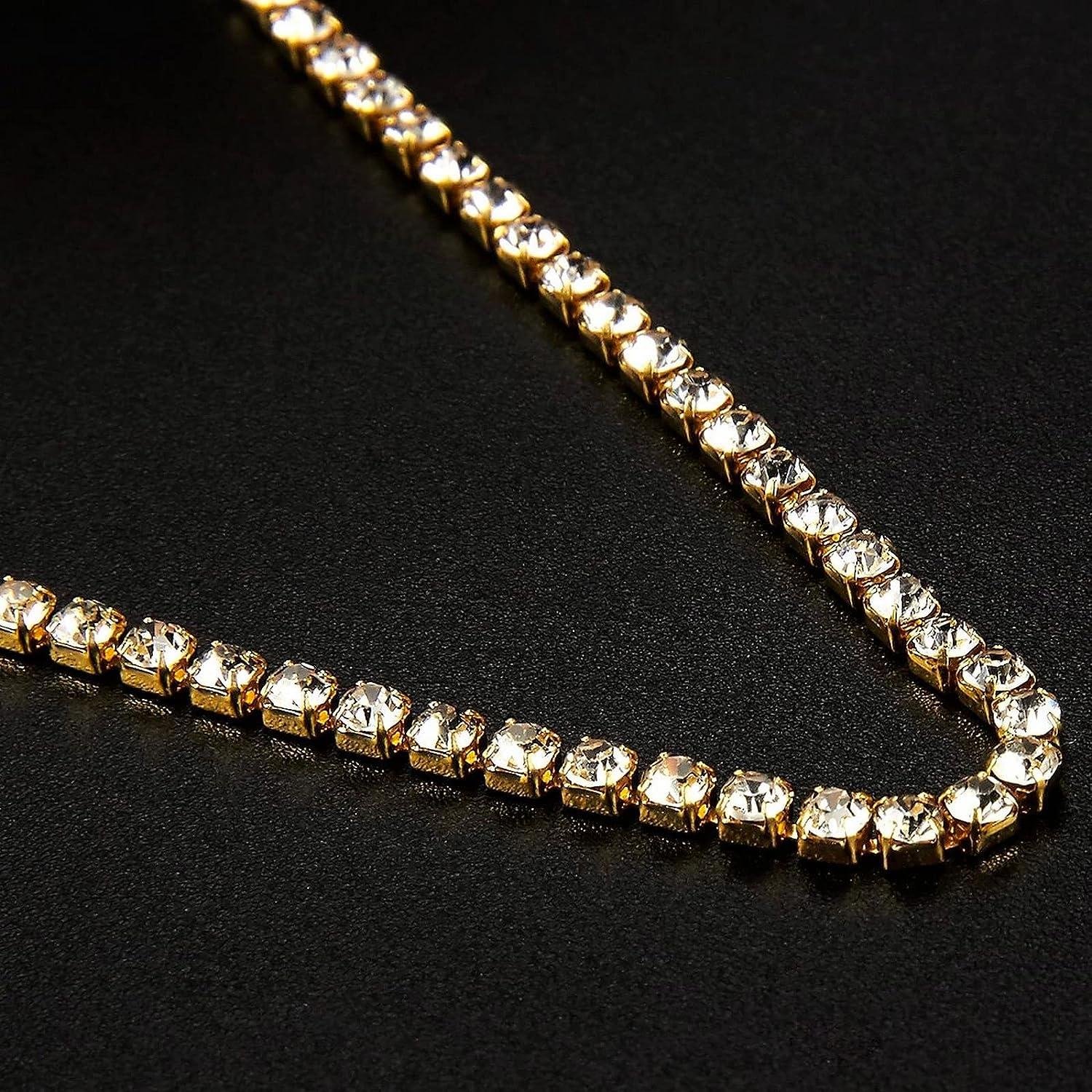 Buy 11 Yards Rhinestone Chain, Gold Trim String for DIY Jewelry Making,  Crafts, Shoe Charms (2mm Wide) Online at Lowest Price Ever in India