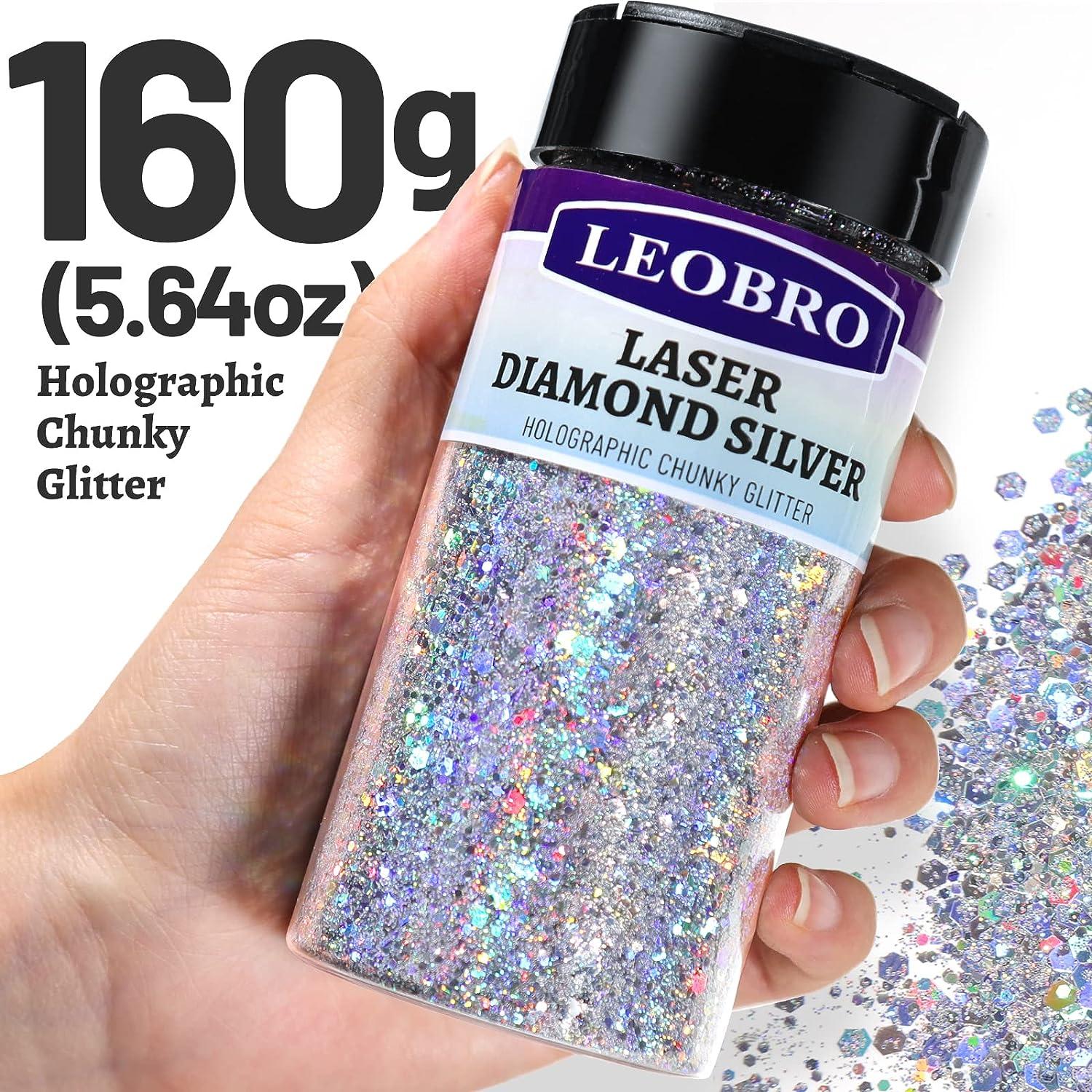 Holographic Silver Chunky Glitter Mix for Face Body Nail Art, Star Glitter  for Tumbler Resin, Craft Glitter Supplier, Starry Sky Glitter 