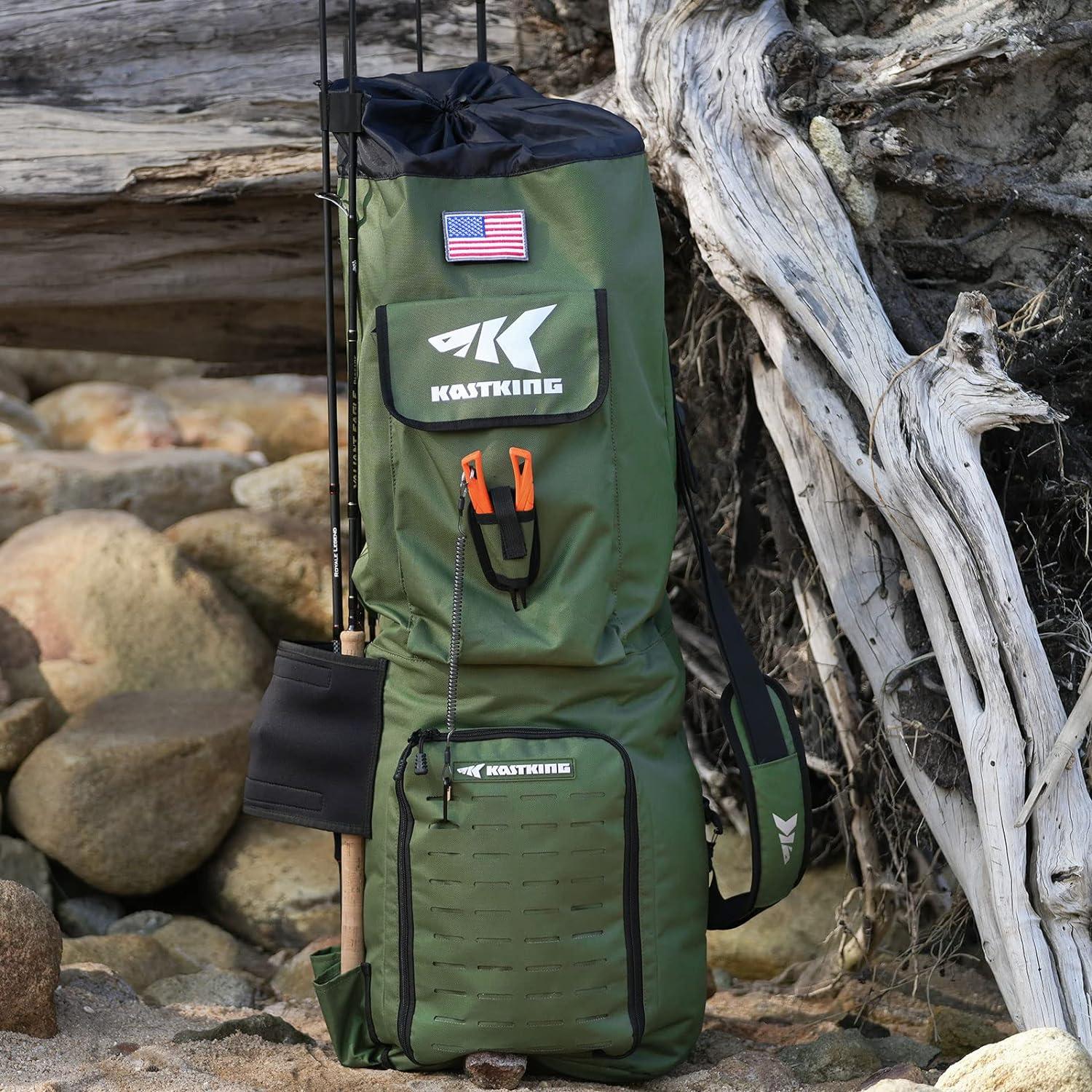 KastKing Karryall Fishing Tackle Backpack with Rod Holders 4 Tackle Boxes