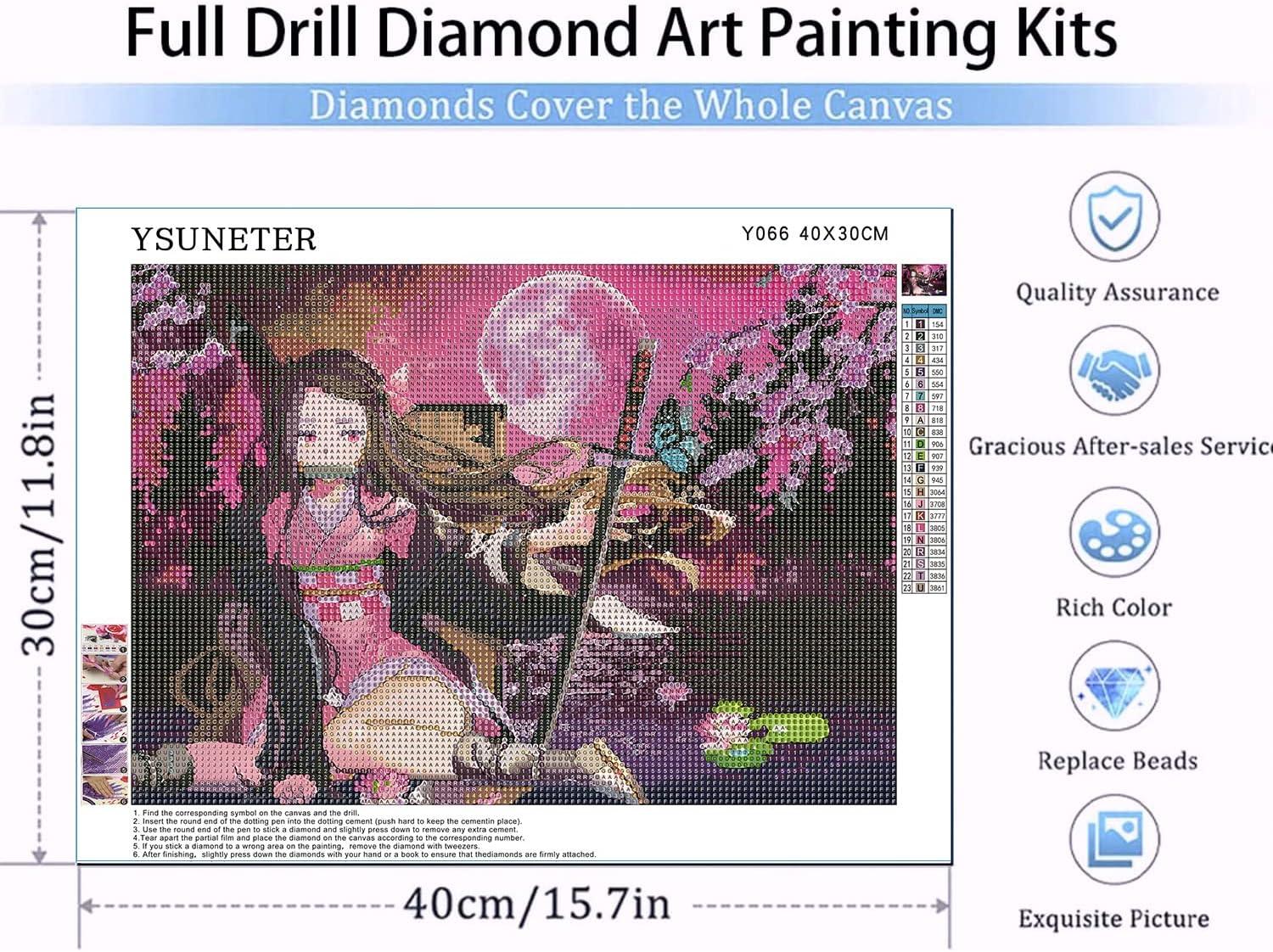 sxsjeiou diy anime diamond painting kits for adults, demon slayer 5d  diamond art kit full drill