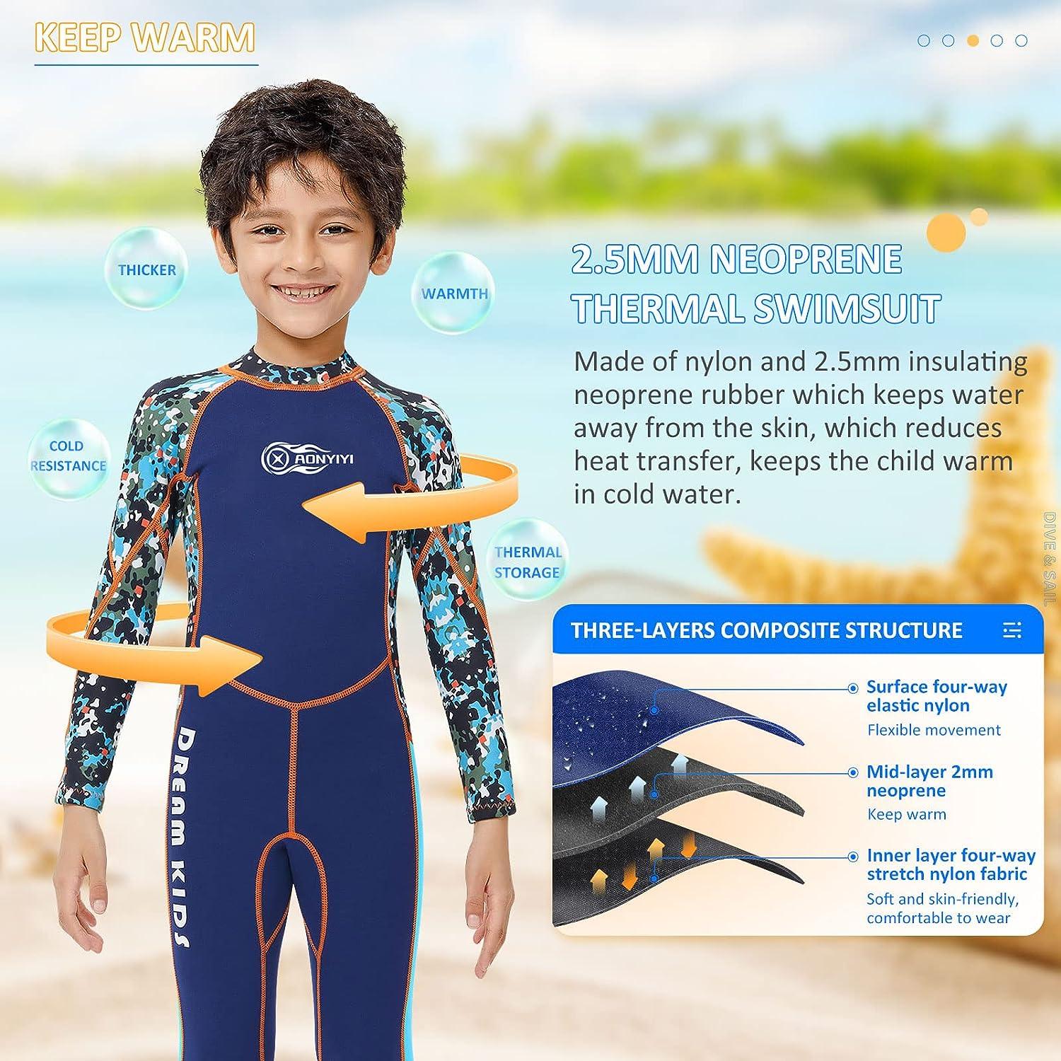2.5MM Neoprene Thermal Swimsuit Long Sleeves Kids Wetsuit UV