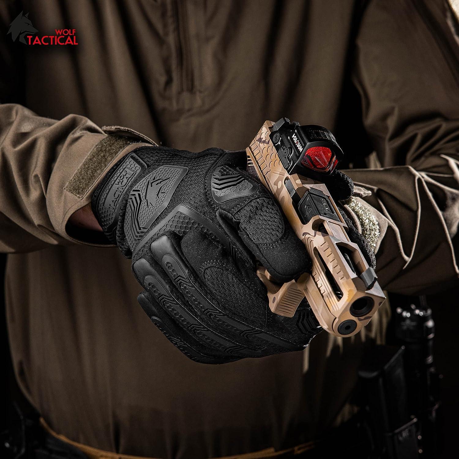 Tactical Army Gloves, Full Finger PU Leather Touch Screen Protective Gear  for Paintball, Shooting, Airsoft, Women and Men