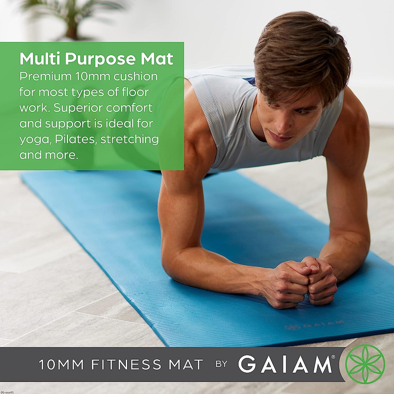 Gaiam Essentials Premium Yoga Mat w/Carry Sling, Teal, 72 x 24 x 1