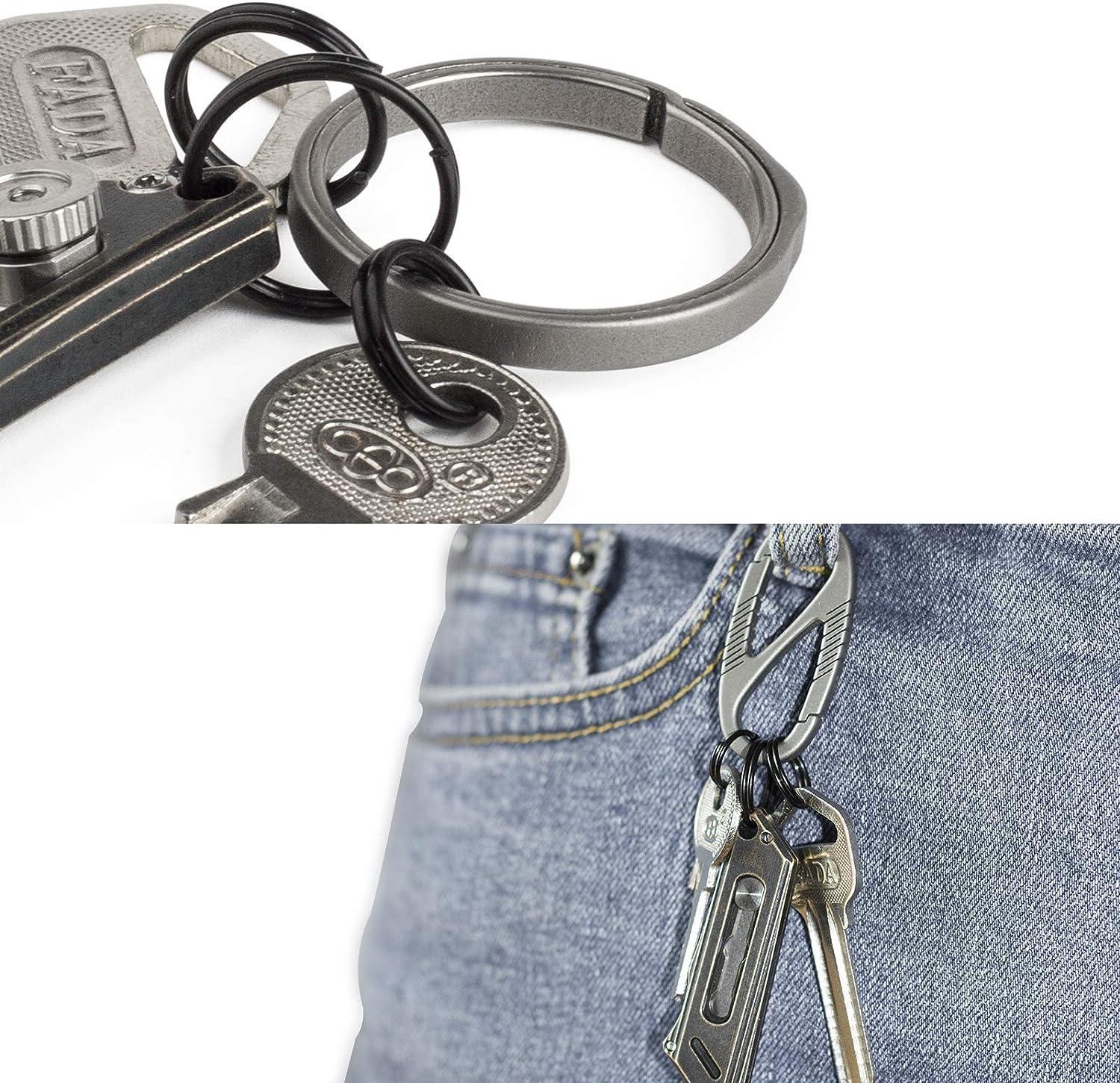  FEGVE Keychain Clip, Titanium Belt Clip Key Clip with Key Ring,  Key Chain Clip Belt Key Holder Black Keychain for men (Black) : Clothing,  Shoes & Jewelry