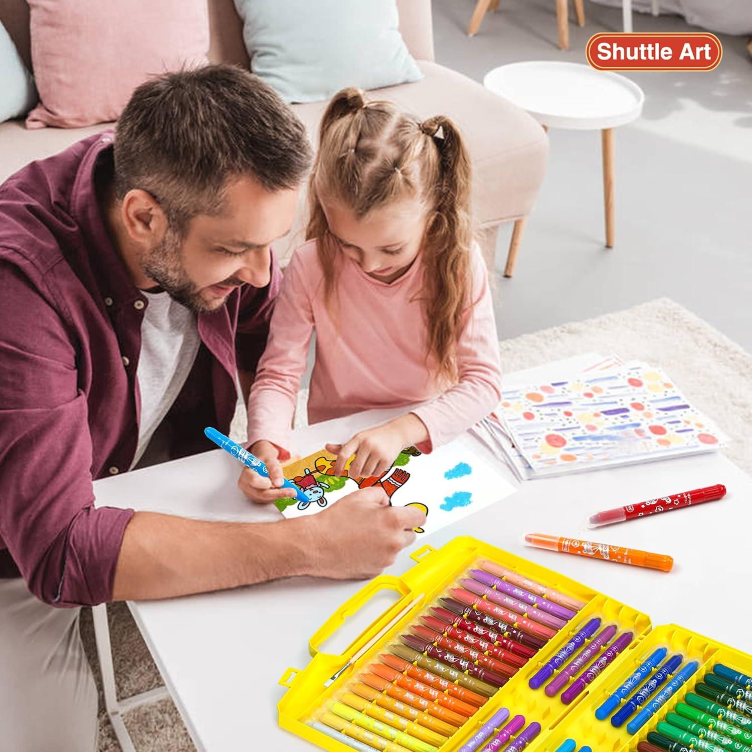 Shuttle Art Crayones de gel de 48 colores para niños pequeños, juego de  crayones trenzables no tóxicos con 1 cepillo y estuche plegable para niños