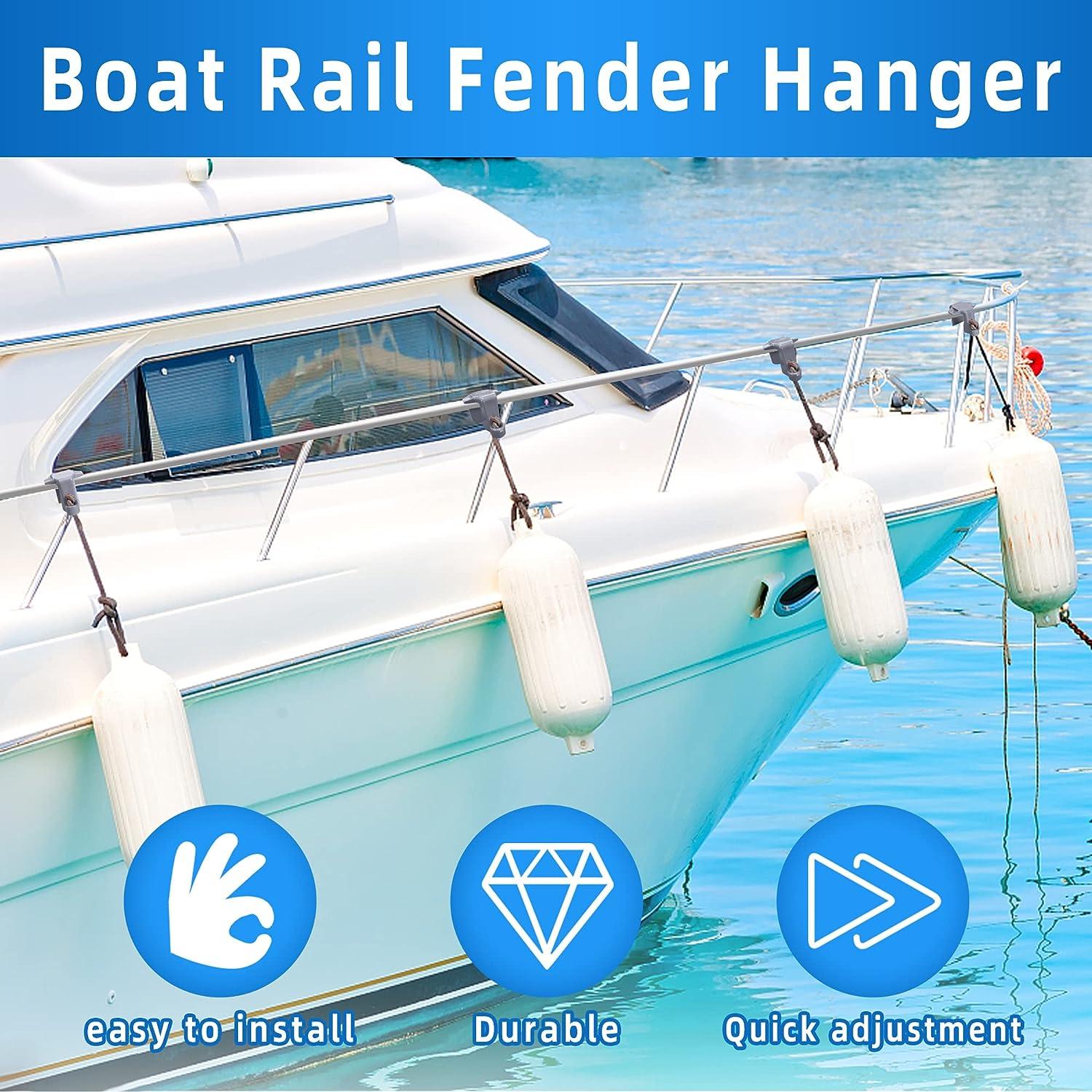 Watayo 4 PCS Pontoon Boat Fender Clips -Boat Bumper Clips Adjusters  -Pontoon Boat Square Rail Fender Hanger for Docking