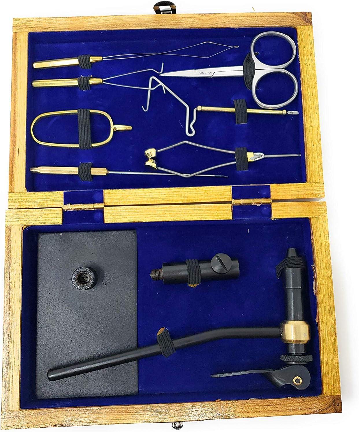 Colorado Anglers Z797 Wooden Fly Tying Standard Tool Kit, Fly Fishing Vise,  Bobbin, Threader, Bodkin, Dubbing Twister, Hackle Pliers, Scissors, Whip  Finisher Plus Materials Book DVD Kit