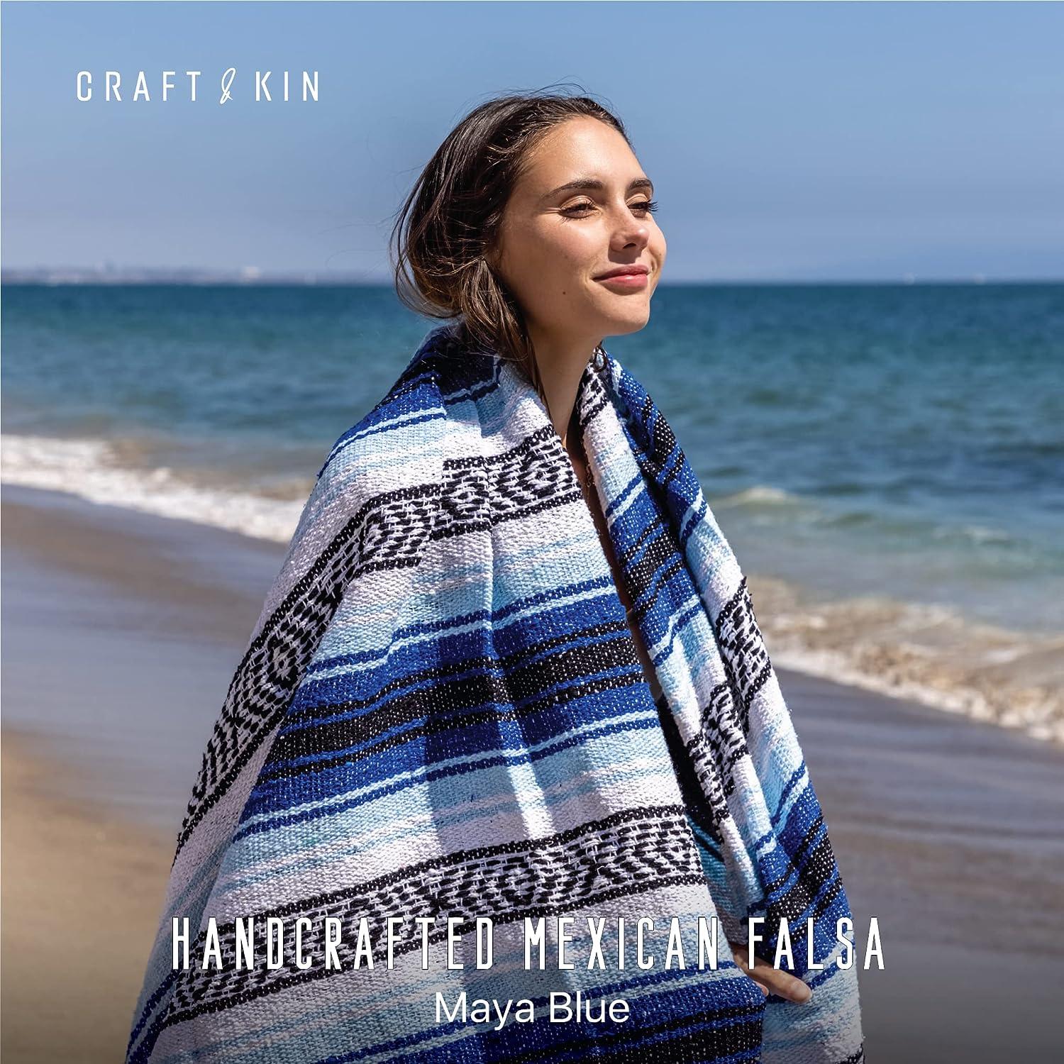 Craft & Kin Handcrafted Mexican Blanket, Serape Blanket, Mexican