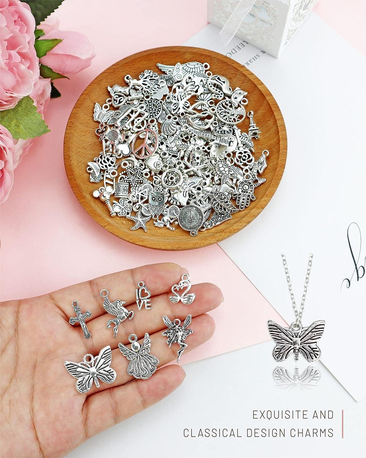 Wholesale Bulk Lots Jewelry Making Charms Mixed Smooth Metal Charms Pendants DIY for Necklace Bracelet Crafts 100 Grams, Women's, Silver