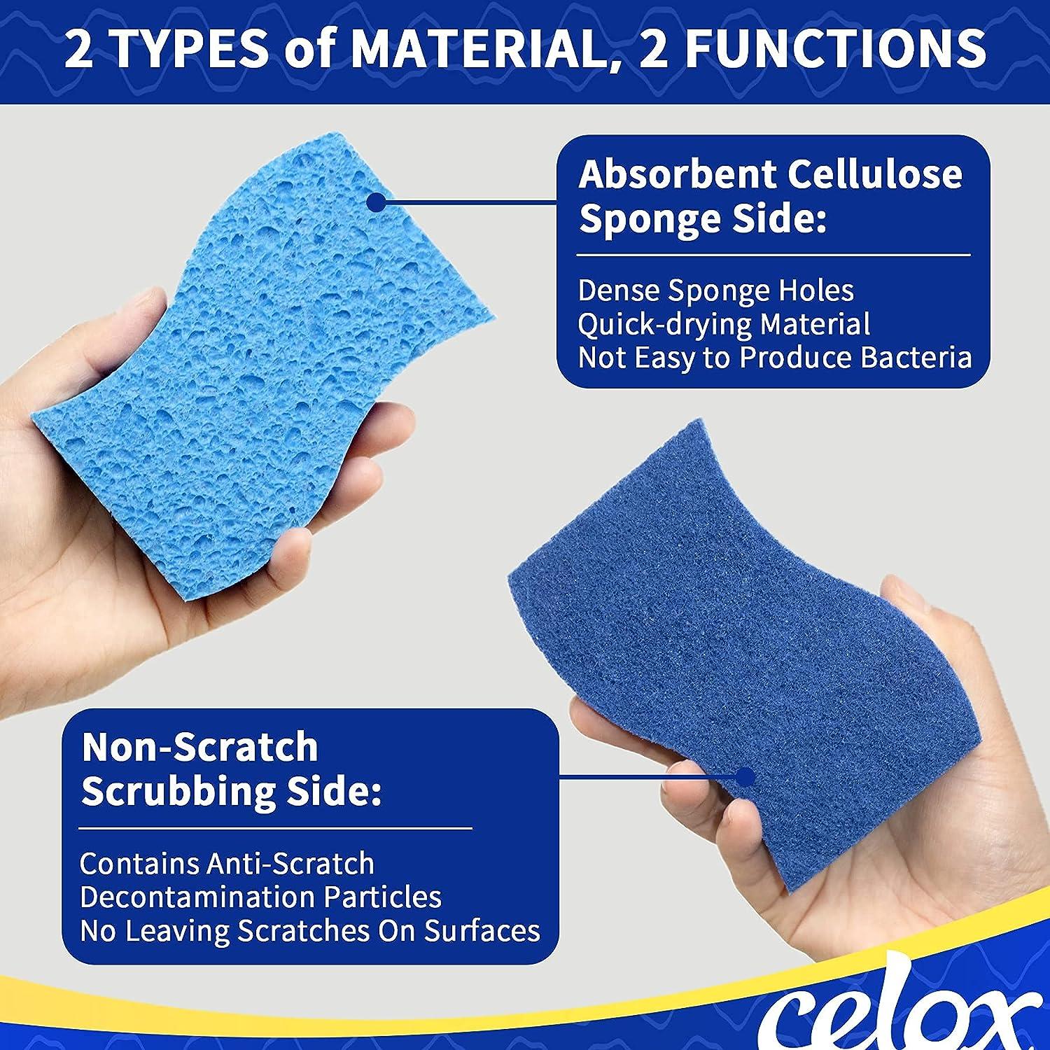 CELOX 24 Pack Durable Kitchen Sponges, Natural Wood Pulp Sponges for  Dishes, Absorbent Cellulose Sponges Bulk for Cleaning Kitchen, Bathroom,  DIY for