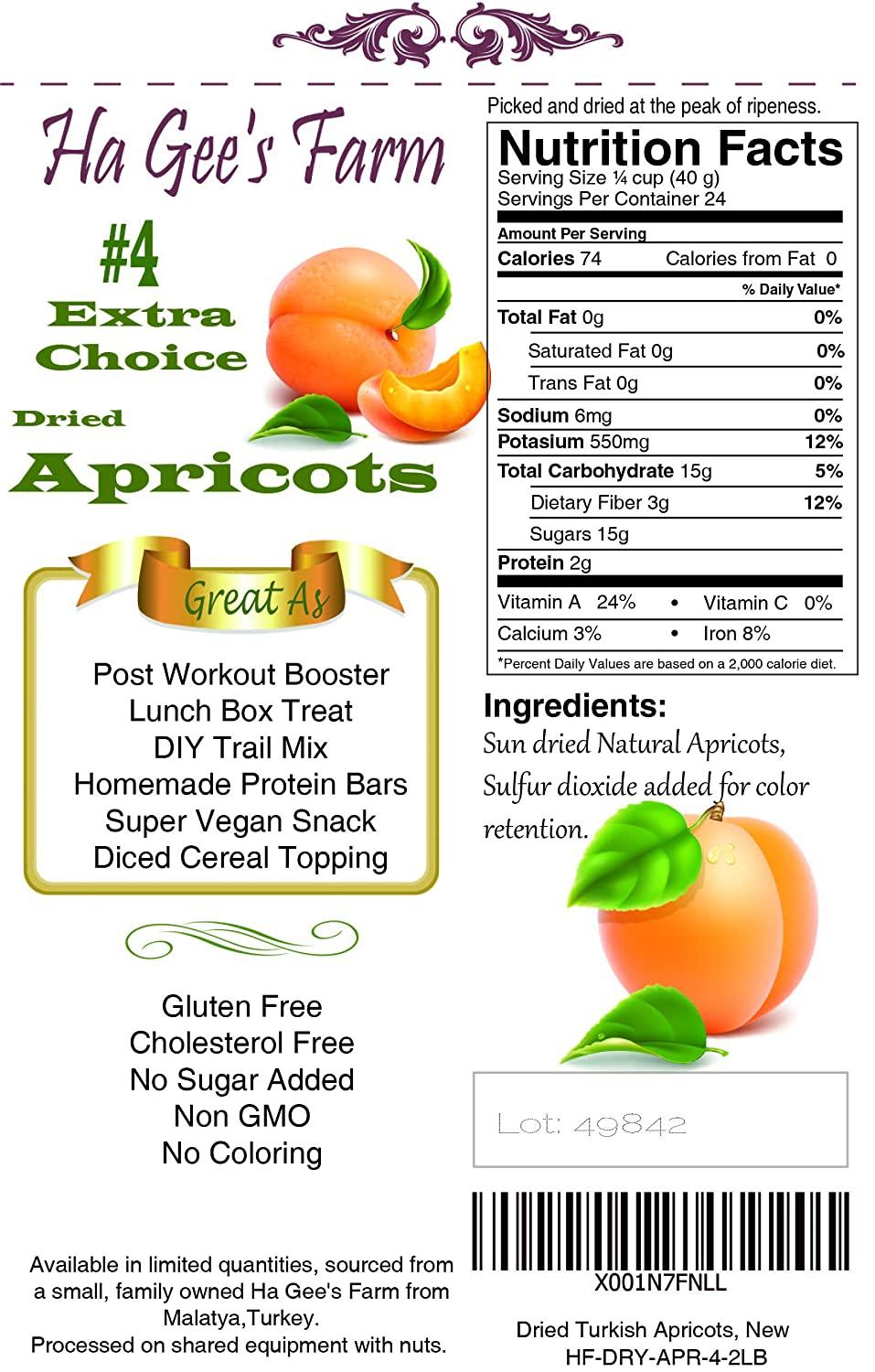 No.4 Extra Choice Dried Apricots, Turkish Apricots, SIZE #4 (5 LB