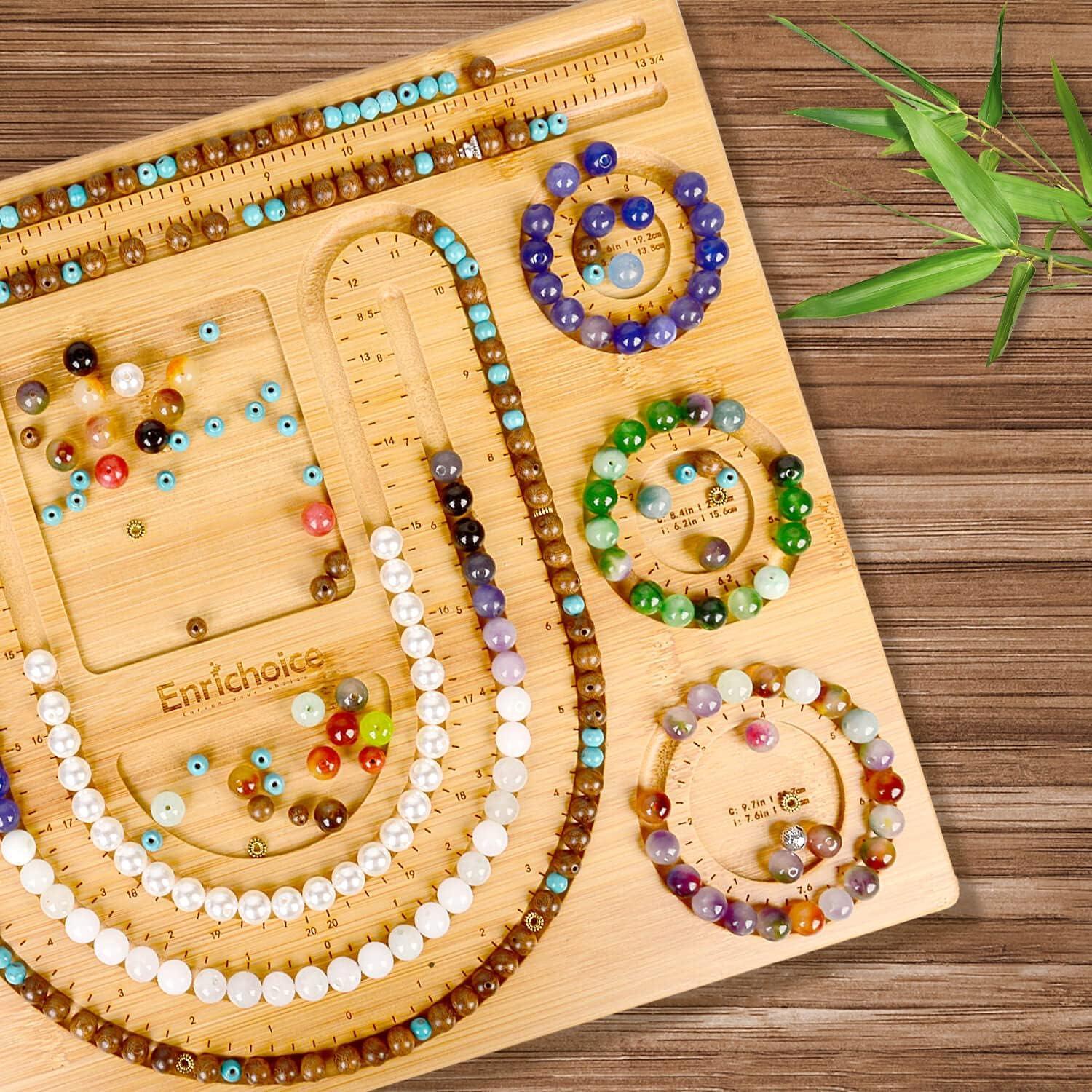 Beading Board for Jewelry Making, Bamboo Bead Boards for Jewelry Bracelet Making Beading Mats Trays Wooden Bracelet and Necklaces Jewelry Design