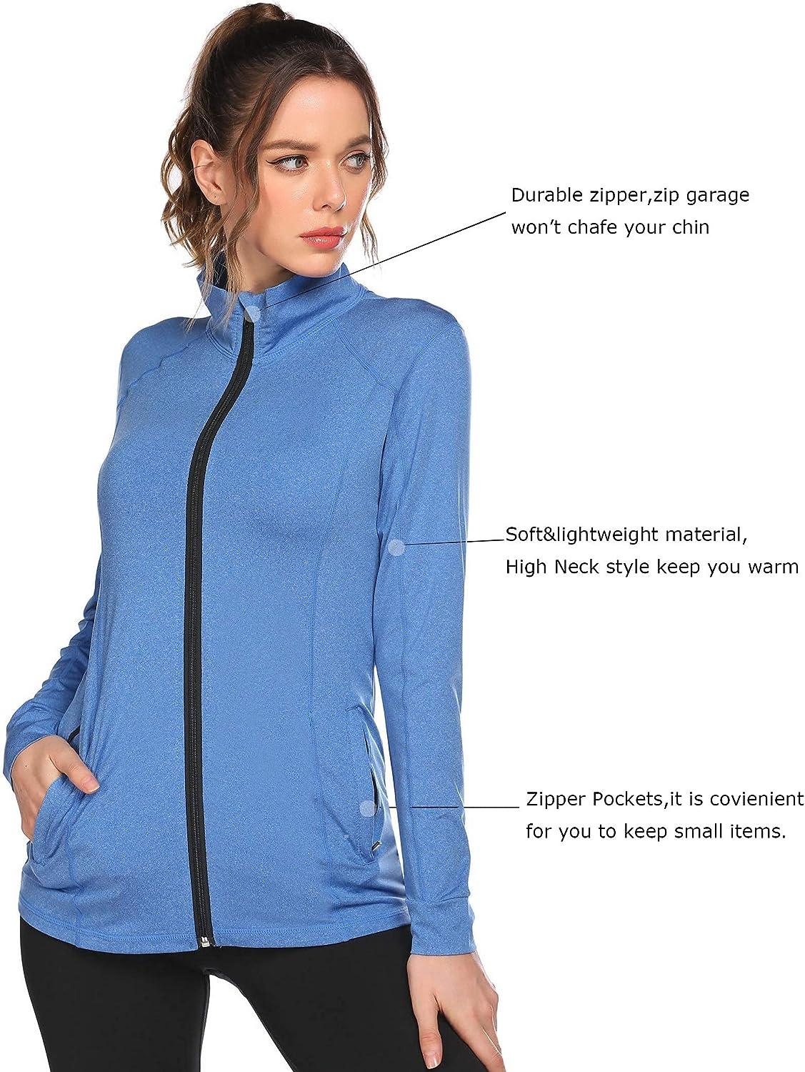 ELESOL Women's Running Jacket Full Zip Workout Jacket Activewear