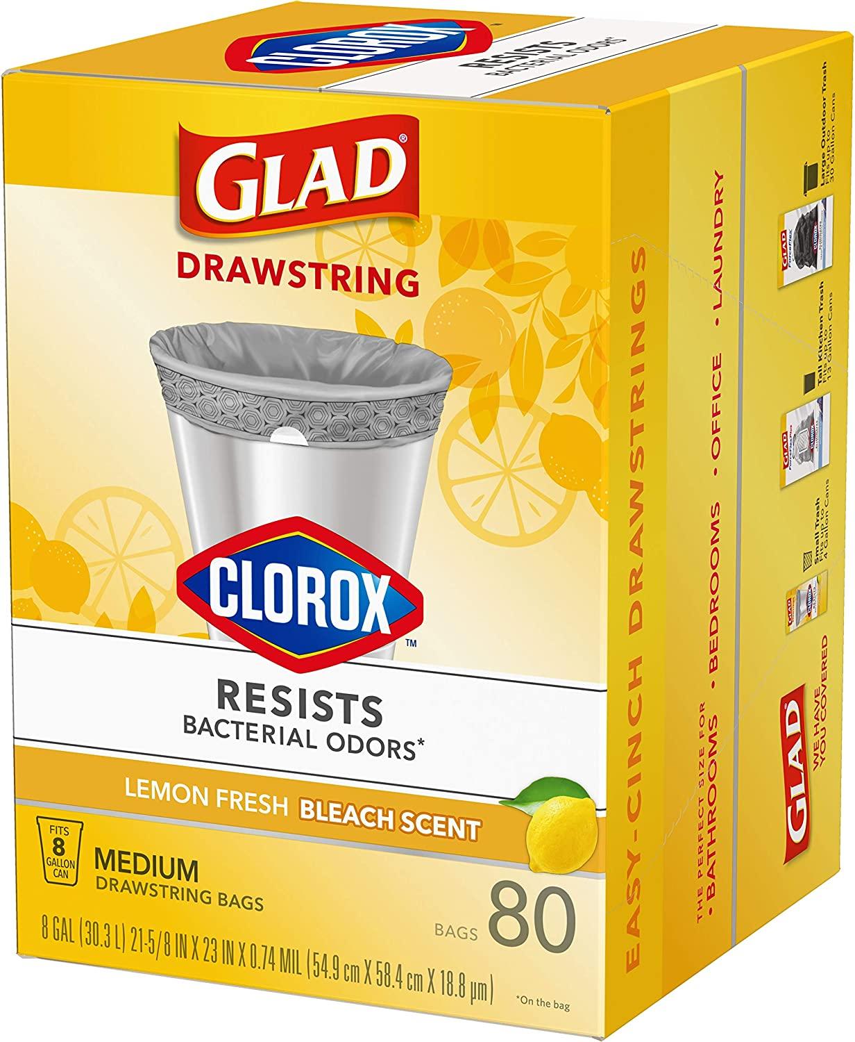 Save on Glad Clorox Lemon Fresh Bleach Scent Medium Drawstring Bags 8  Gallon Order Online Delivery