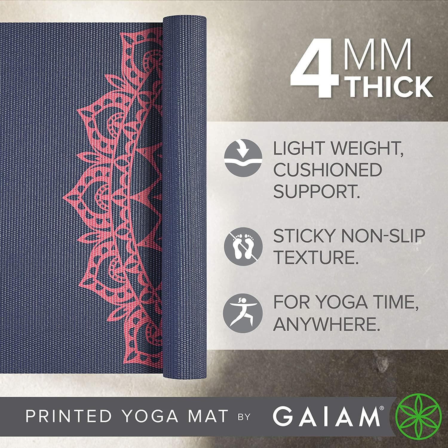 Gaiam Print Yoga Mat, Non Slip Exercise & Fitness Mat for All Types of  Yoga, Pilates & Floor Exercises