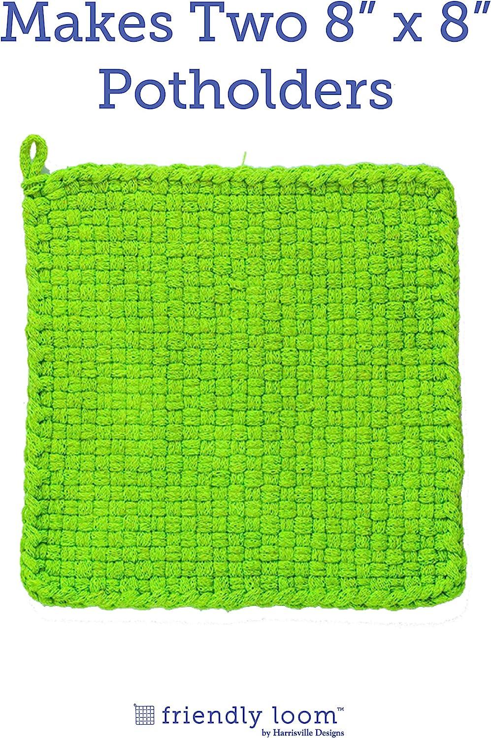 Harrisville Designs Friendly Loom Potholder Cotton Loops 10 Inch Pro Size  Loops Make 2 Potholders, Weaving Crafts for Kids and Adults-Lime