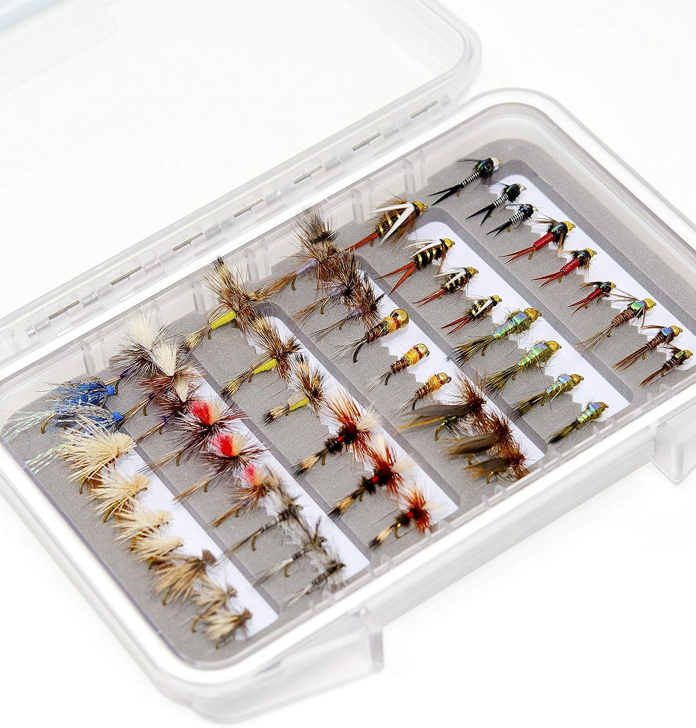 Outdoor Planet Premium Fly Fishing Flies Assortment, Waterproof Fly Box, Dry, Wet, Nymphs, Streamers, Wooly Buggers, Hopper, Caddis
