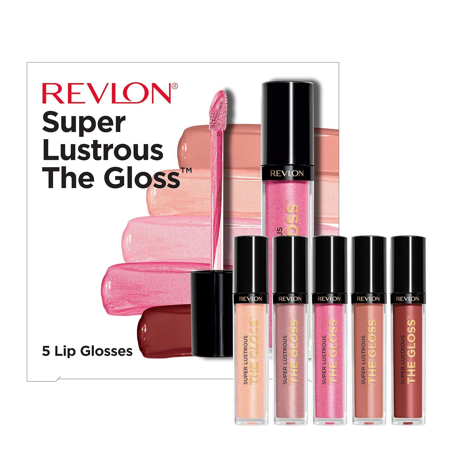 Lip Gloss Set by Revlon Super Lustrous 5 Piece Gift Set Non-Sticky High  Shine Cream & Pearl Finishes Pack of 5 Cream & Pearl 5 Pack
