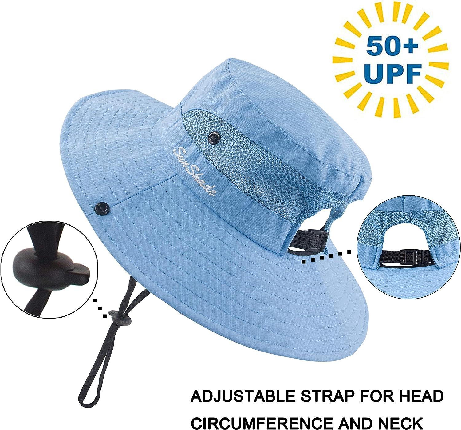 Women's Waterproof Wide Brim Sun Protection Bucket Hat With Ponytail Hole - Perfect For Hiking And Fishing