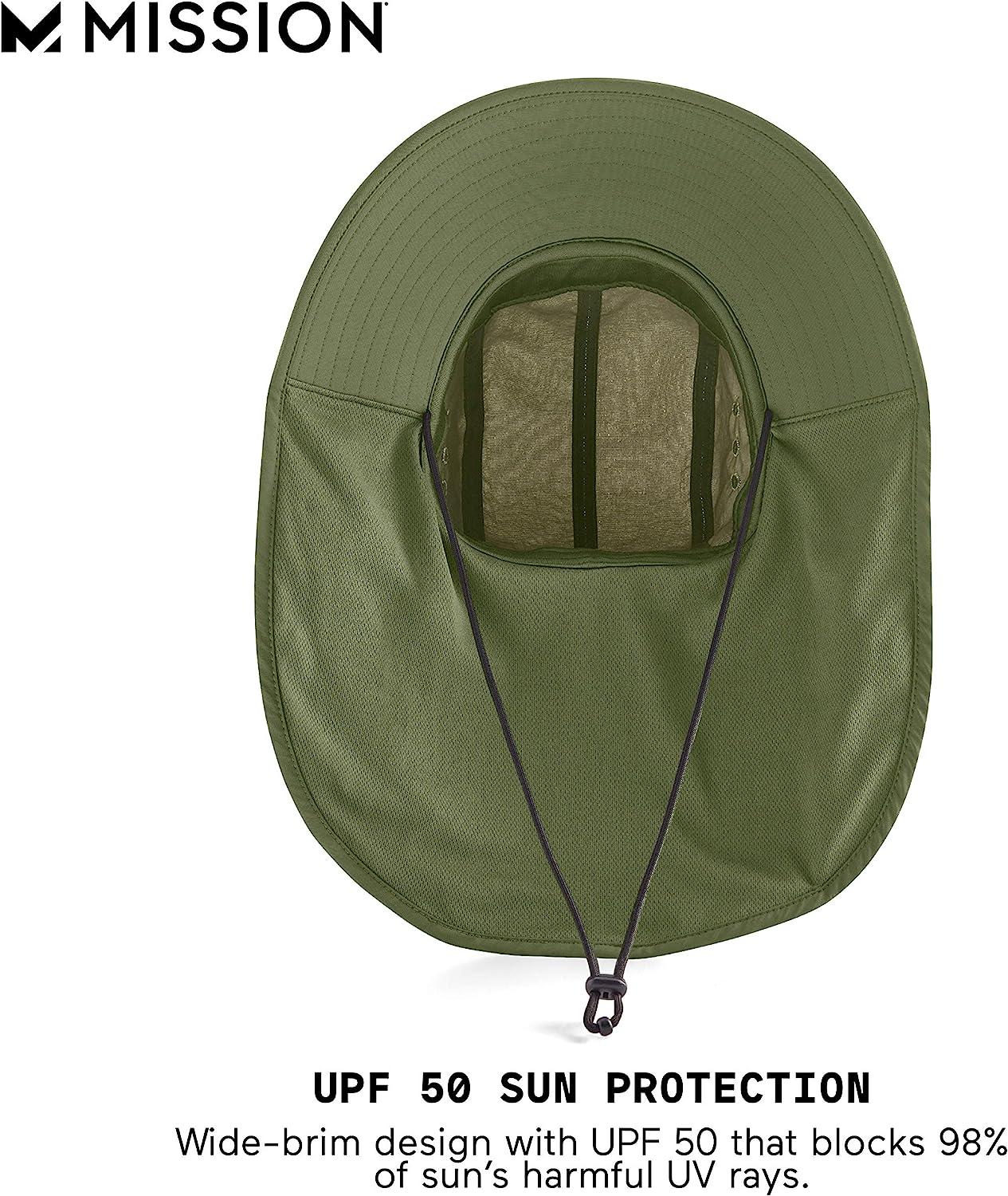 MISSION Sun Defender Cooling Neck Guard, Wide Brim Hats for Women