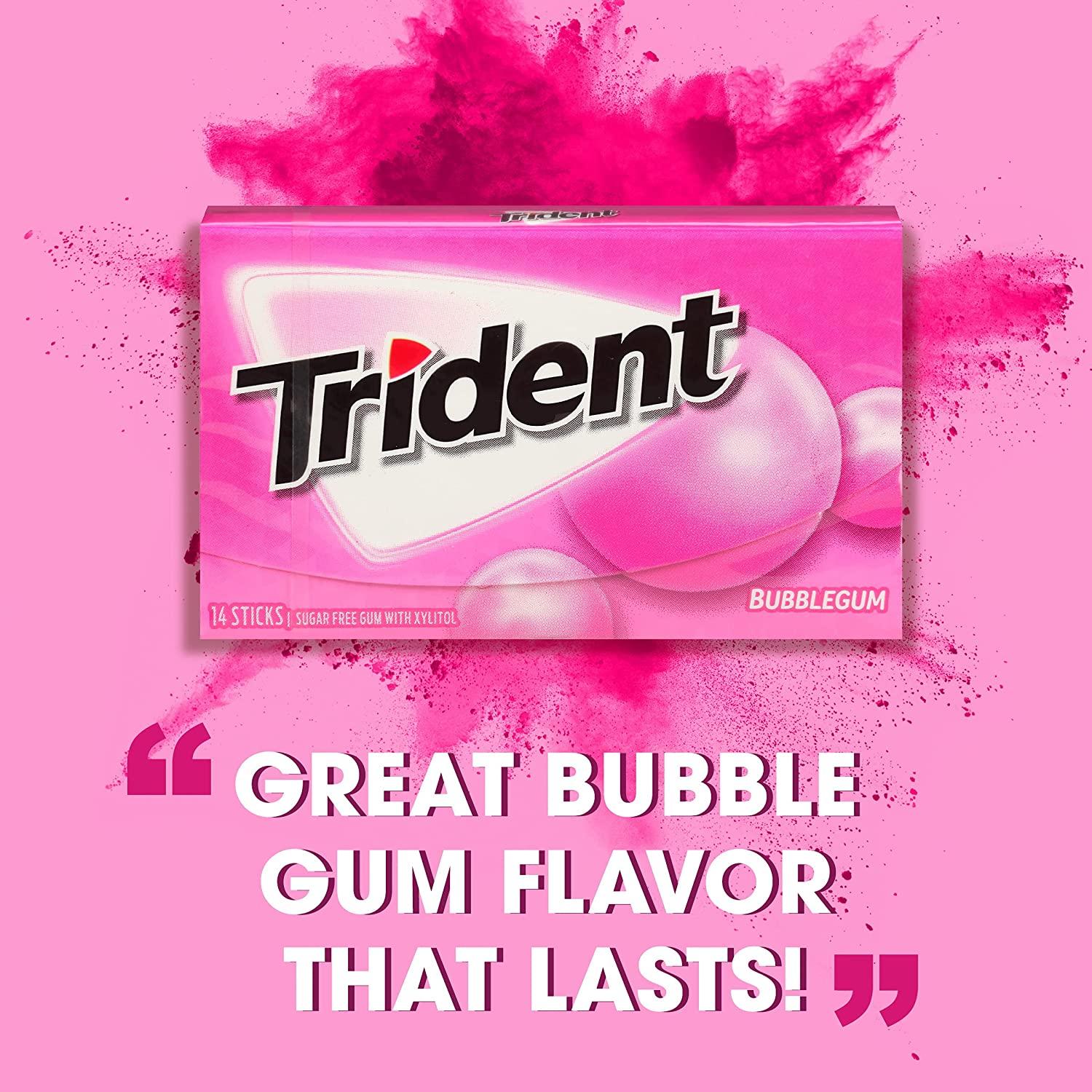 Trident Bubblegum Sugar Free Gum 12 Packs Of 14 Pieces 168 Total