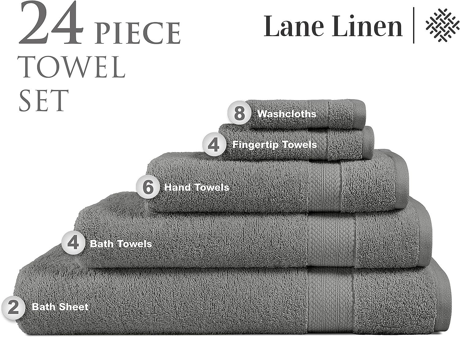 Lane Linen 10-Piece 100% Cotton Bath Towels for Bathroom Sets - White