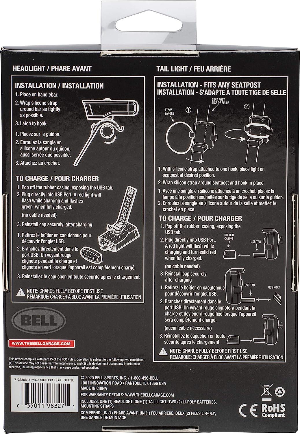 Bell Lumina 900 USB Rechargable Bicycle Light Set