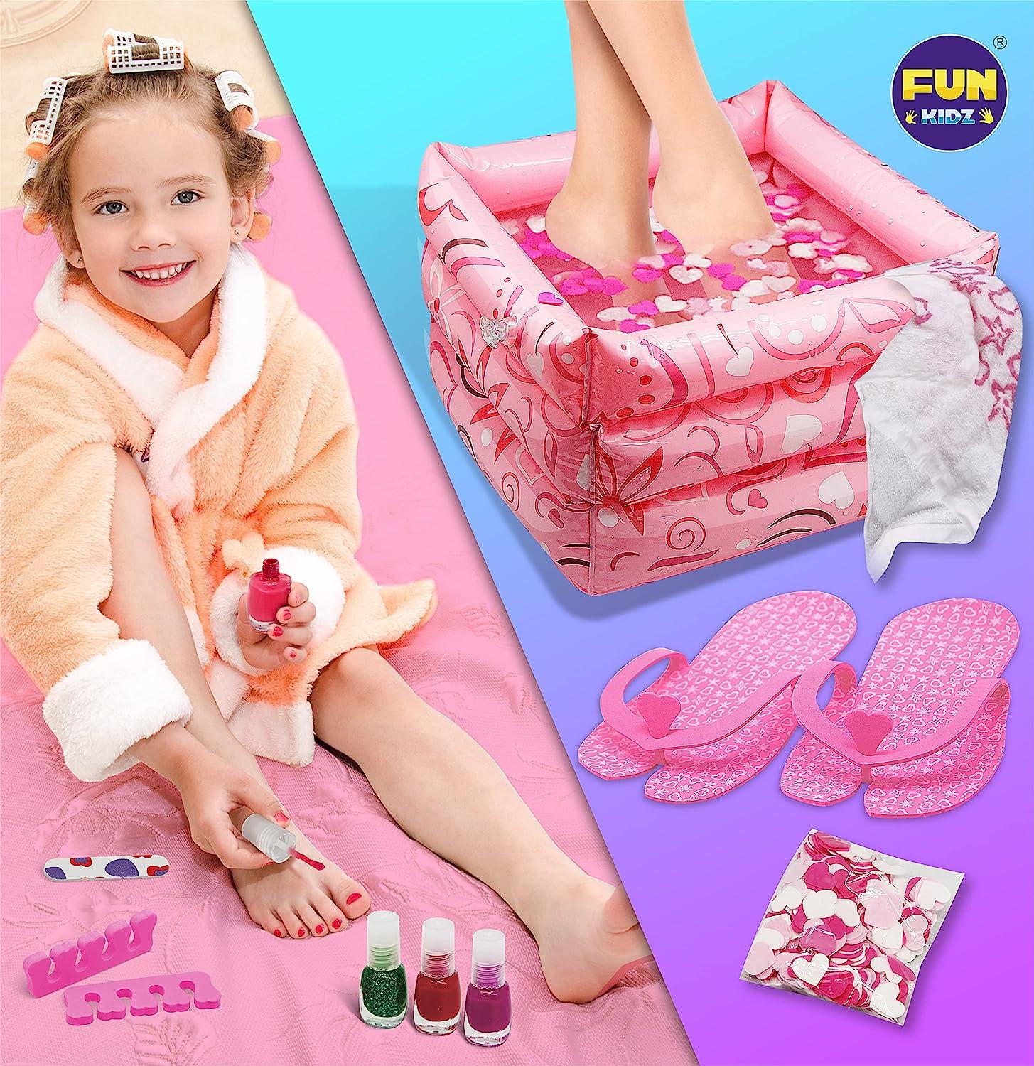  Kids Spa Kit for Girl, Nail Kit for Kids, Toys for Girls Age 7  8 9 10 11 12, Girls Birthday Gifts, Sleepover Party Supplies for Girls with  Inflatable Pedicure Tub