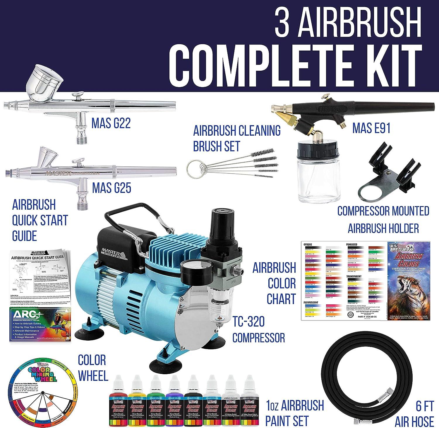 Brand New Professional 3 Airbrush Kit With Air Compressor Dual