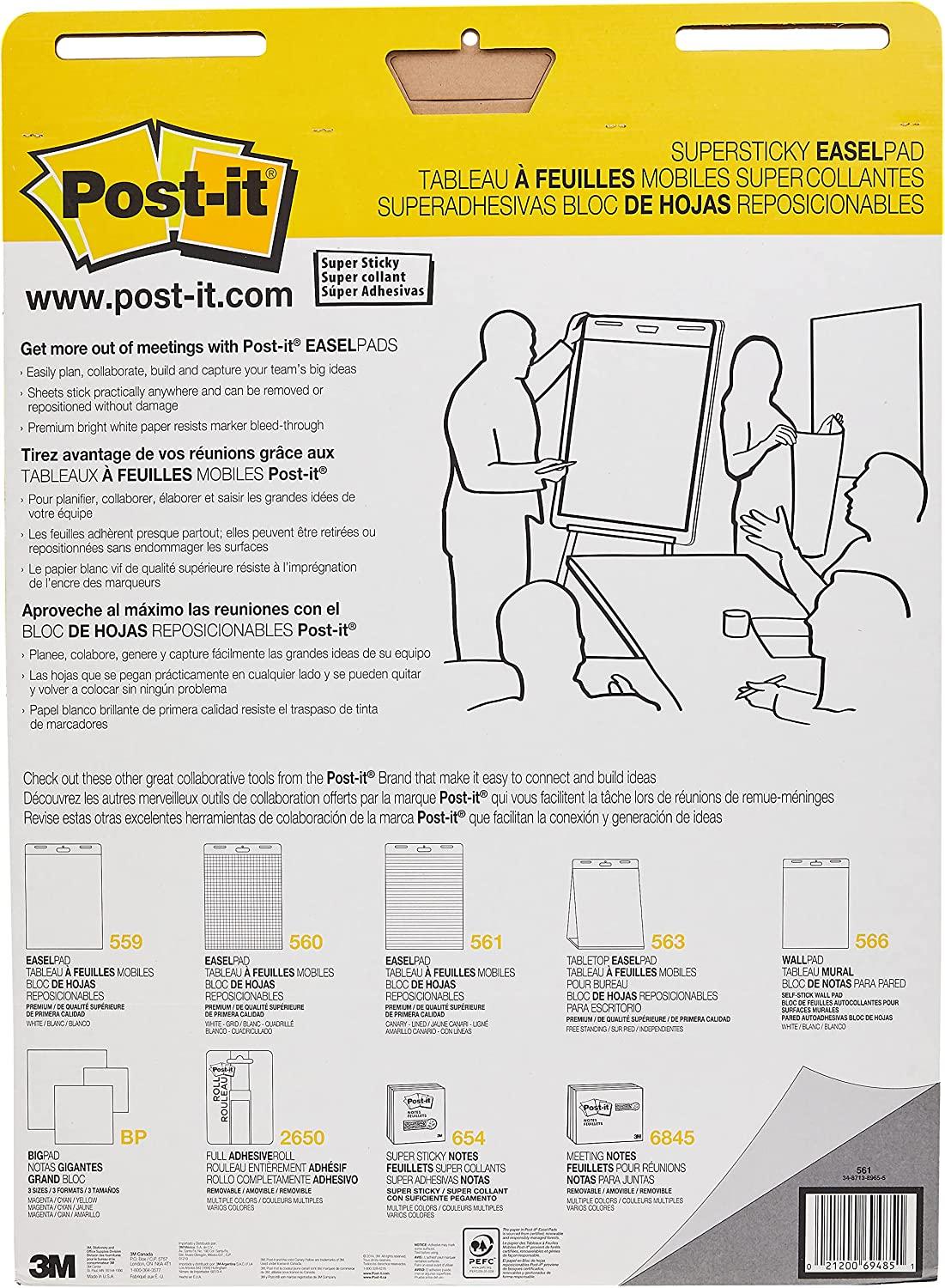 Post-it® Super Sticky Easel Pad, 25 in. x 30 in. Sheets, Yellow Paper with  Lines, 30 Sheets/Pad, 2 Pads/Pack