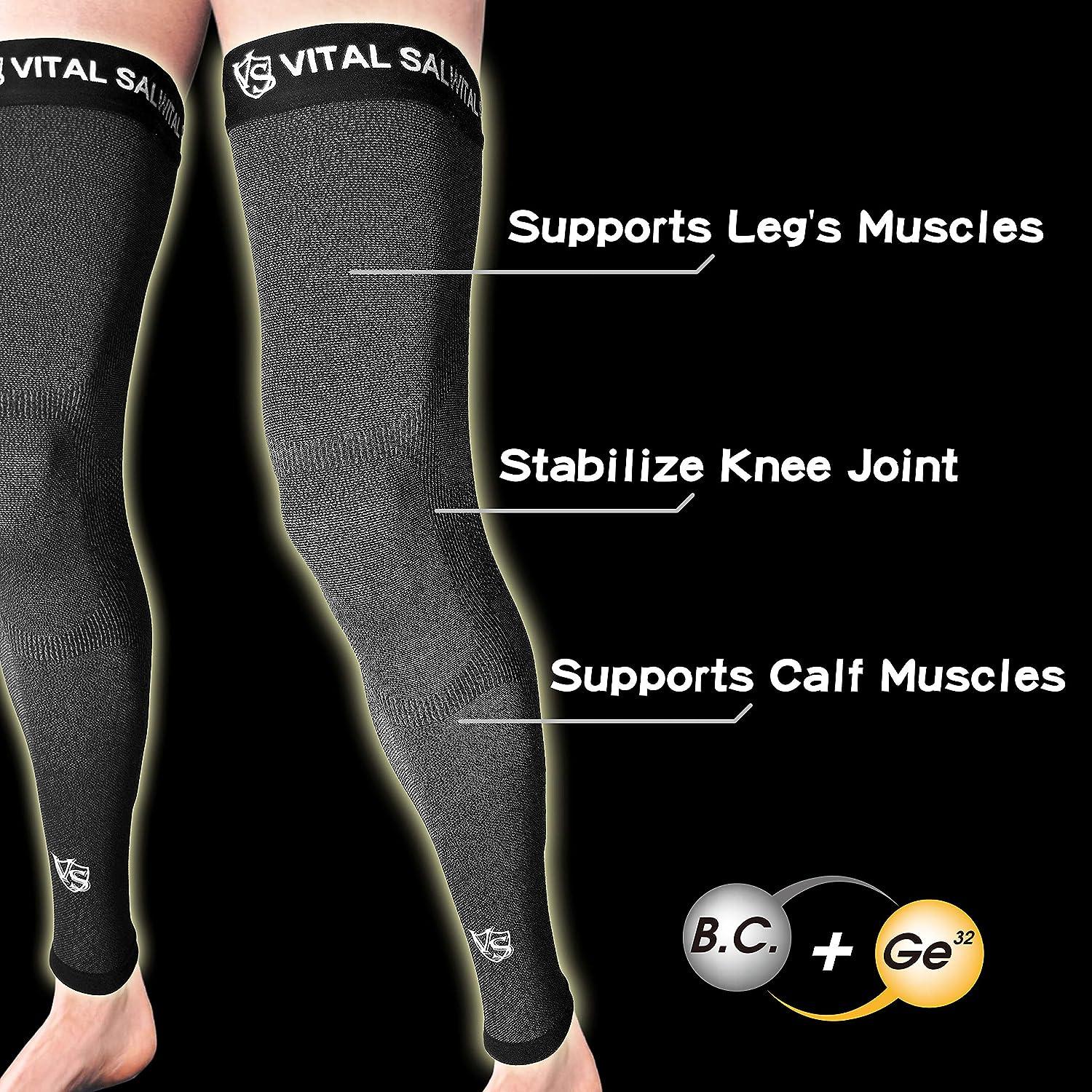 Sports Recovery Compression Full Leg Sleeves (Large, Gray) 