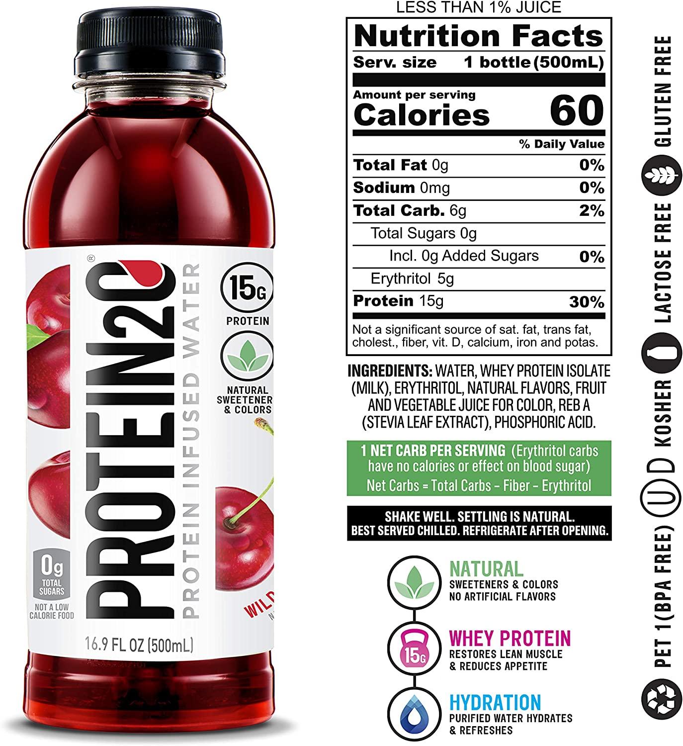 Protein2o Whey Protein Infused Water Plus Electrolytes, Strawberry Banana,  16.9 fl Oz (Pack of 12)