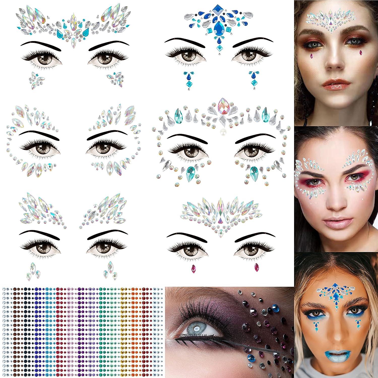 Face Gems Self Adhesive Face Rhinestones For Makeup Festival Face