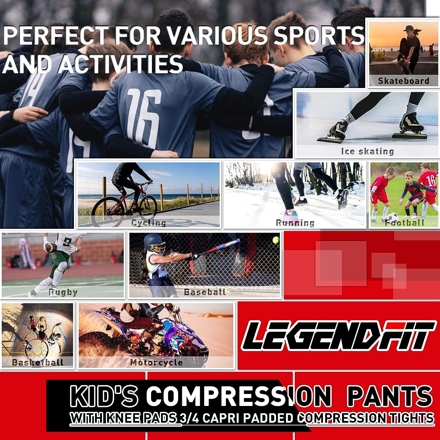 Legendfit Youth Boys Basketball Compression Pants with Knee Pads 3