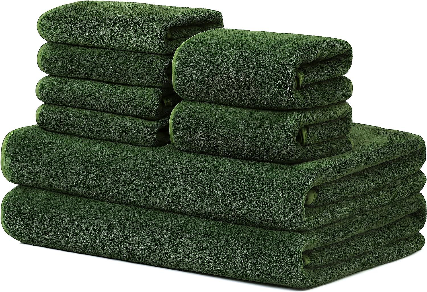 Green Essen 4 Piece Aqua Shower Towels Oversized Bath Towel Set 35 x 70  Inches Quick Dry Towels Set for Bathroom Highly Absorbent Pool Towels Super
