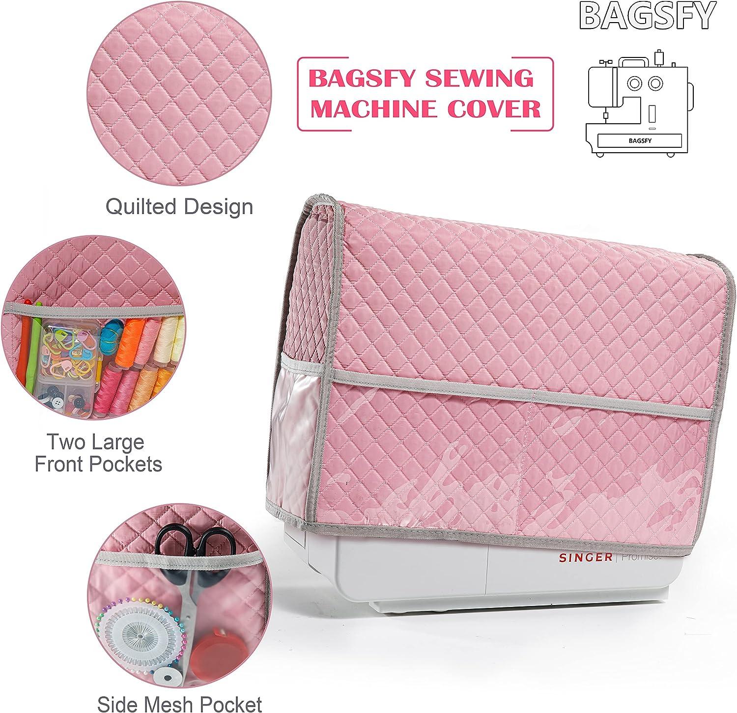BAGSFY Sewing Machine Cover with Storage Pockets, Pink Sewing Machine Dust  Cover Compatible with Most Standard Singer & Brother Sewing Machine