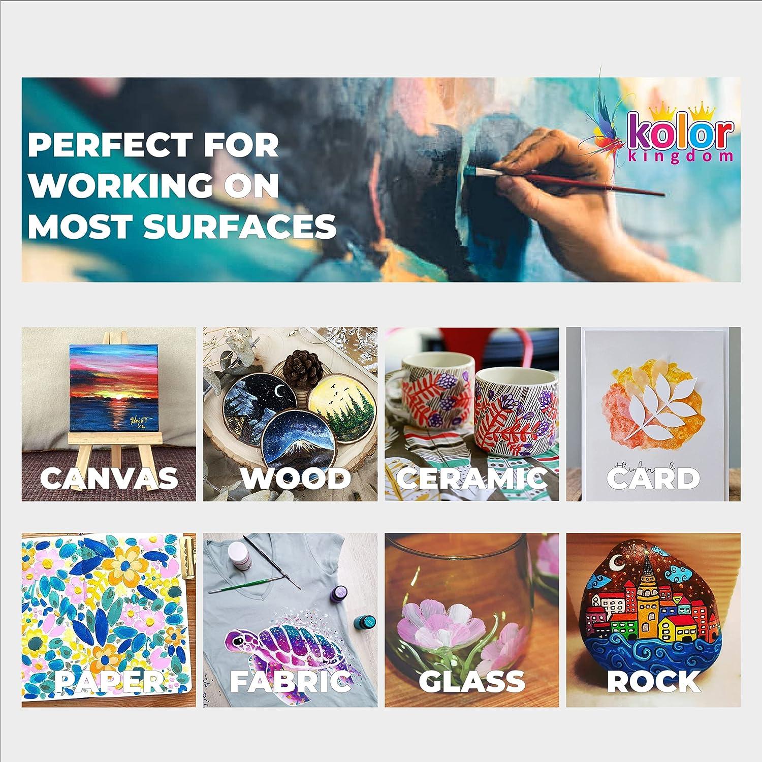 Set of 24 Premium Vibrant Colors Quality Pigment Paints Canvas Paper Wood  Crafts