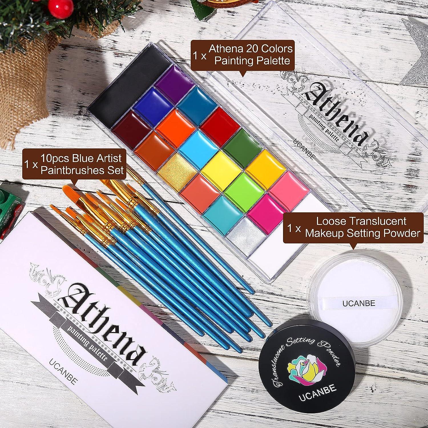 UCANBE Athena Face Painting Kit - 20 Color Face Body Paint, 10pcs Painting  Brushes, 24 Reusable Stencils, 2 Silicone Makeup Sponge… - Yahoo Shopping