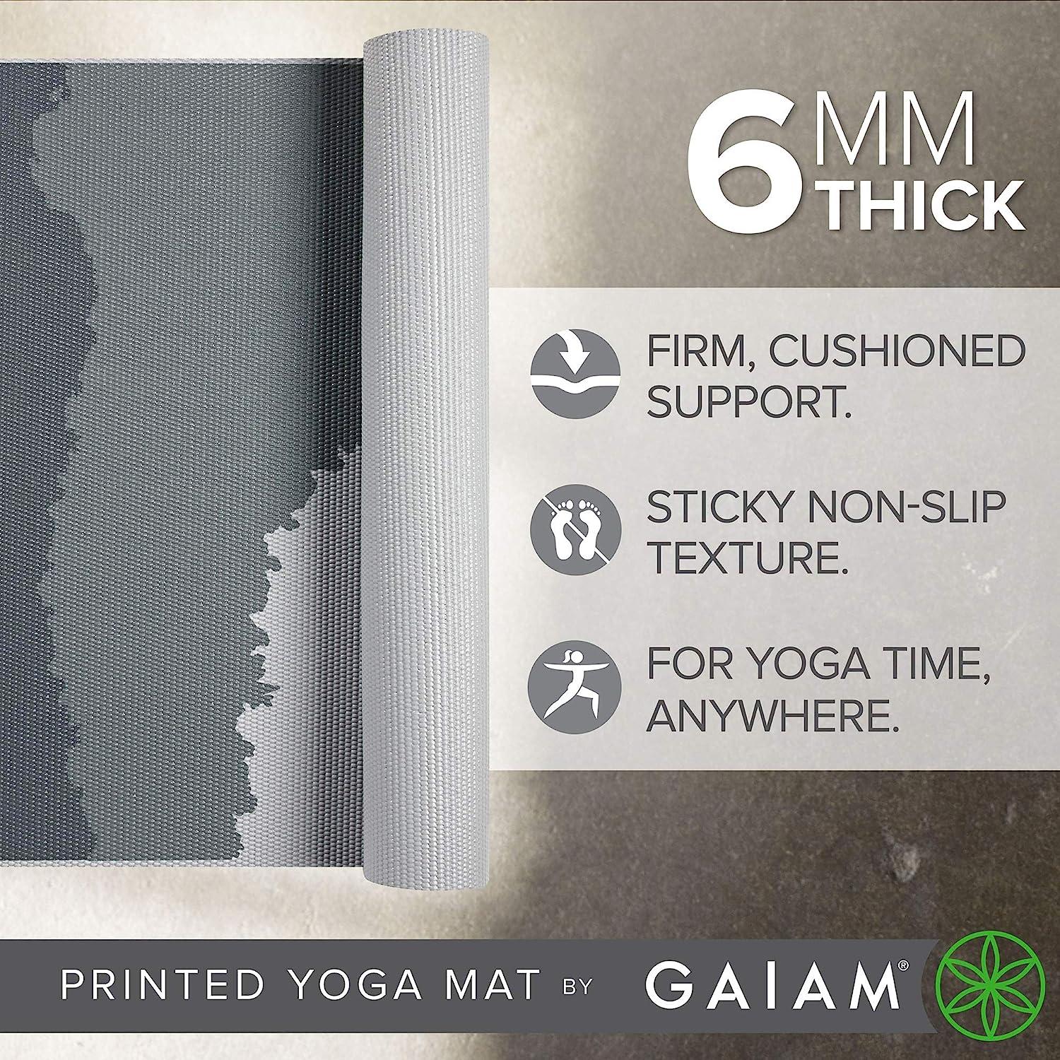 Gaiam Yoga Mat Premium Print Extra Thick Non Slip Exercise & Fitness Mat  For All Types Of Yoga