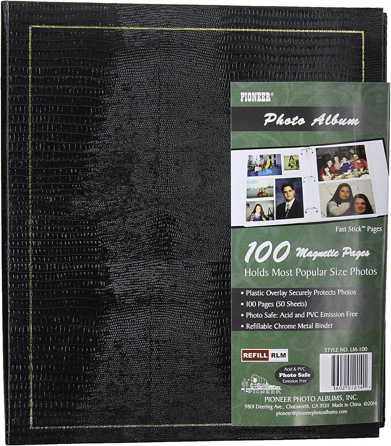 Magnetic Self-Stick 3-Ring Photo Album 100 Pages (50 Sheets), Black