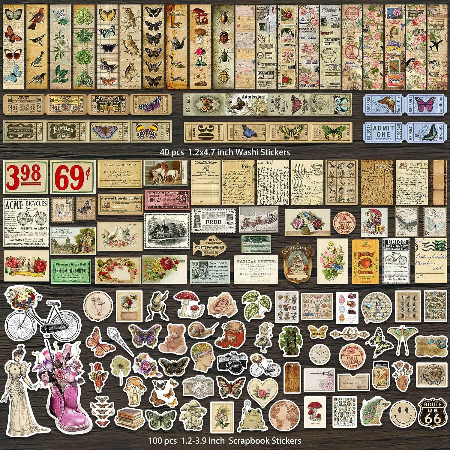 50 PCS Scrapbooking Supplies Stickers Vintage Scrapbook Stickers