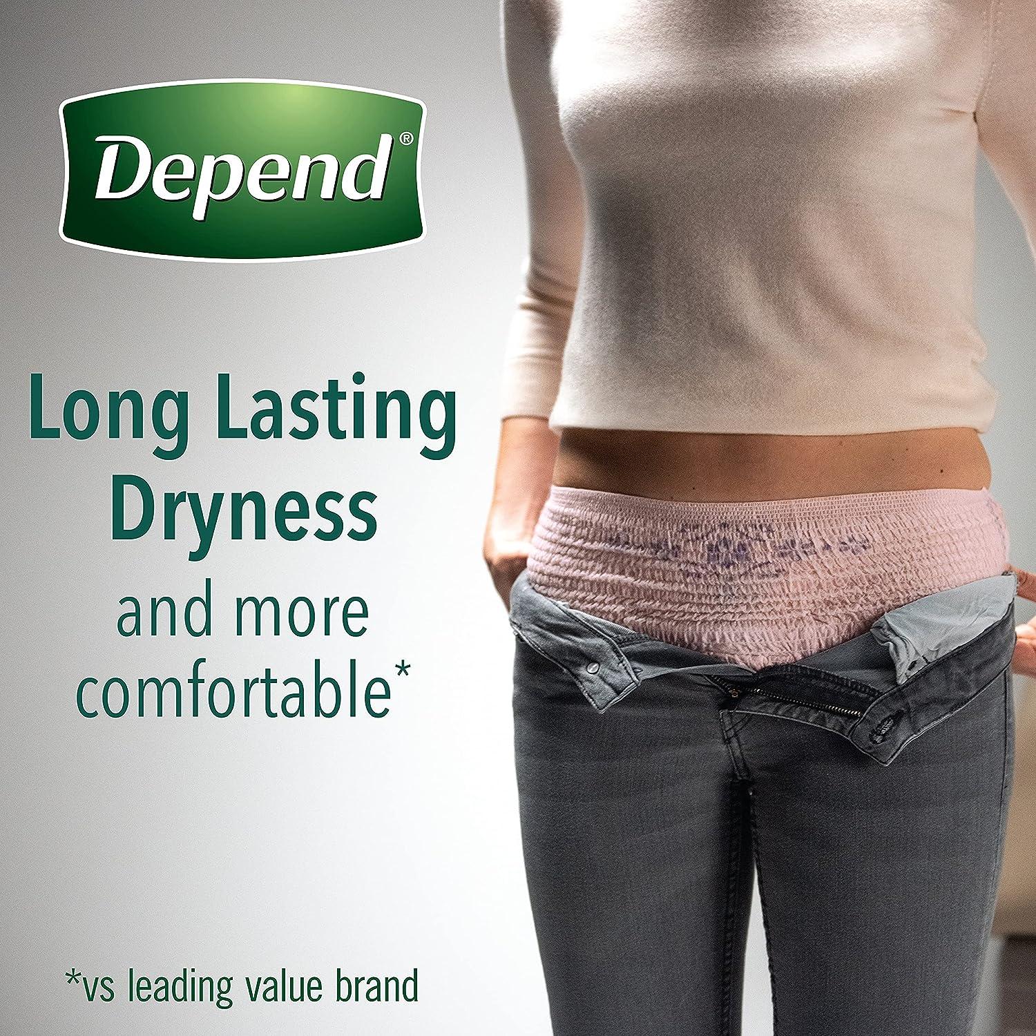 Depend Fit-Flex Adult Incontinence Underwear for Women, Disposable, Maximum  Absorbency, Large, Blush, 17 Count, Incontinence