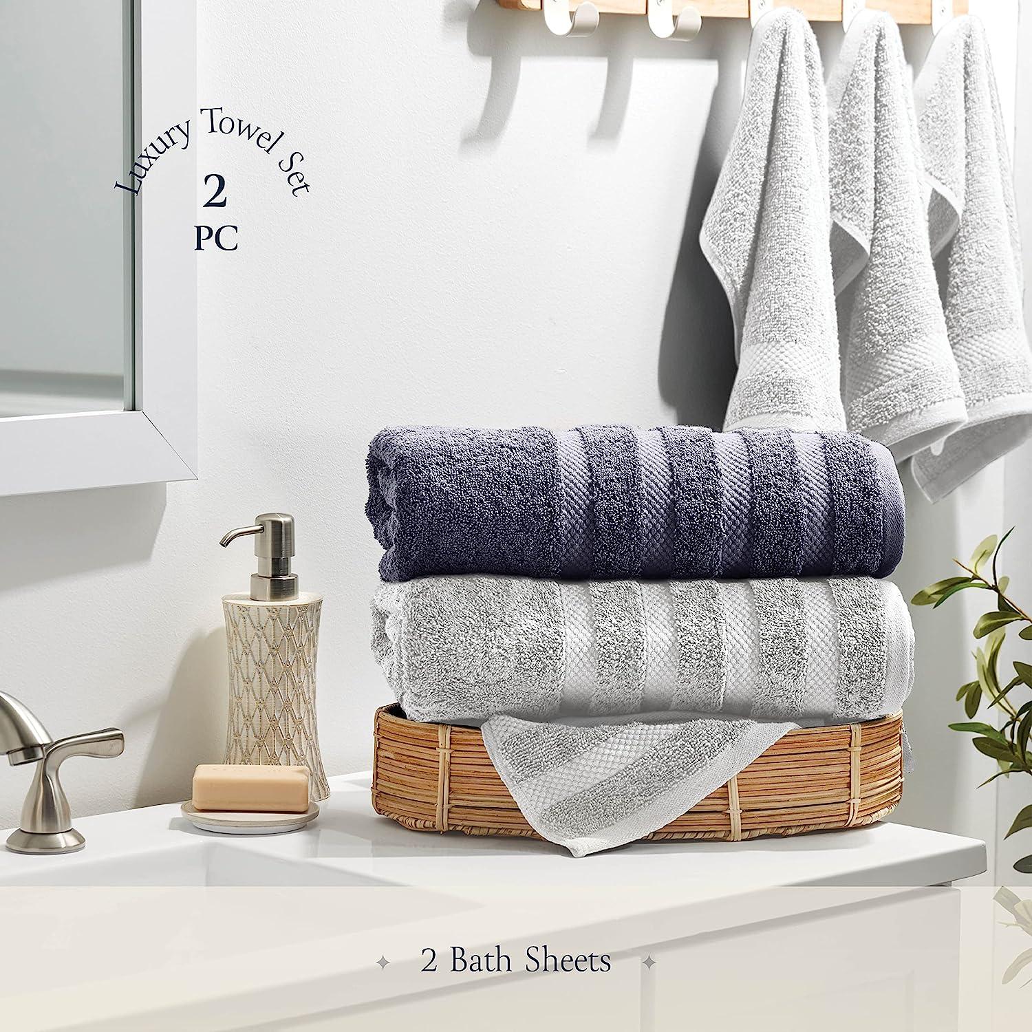 Decomfy Luxury Bath Sheet Towels 35 x 70 Inch, 2 Pack Soft Bathroom Towel  Set, Highly Absorbent 100% Cotton Large Bath Towels for Bathroom Hotel Spa