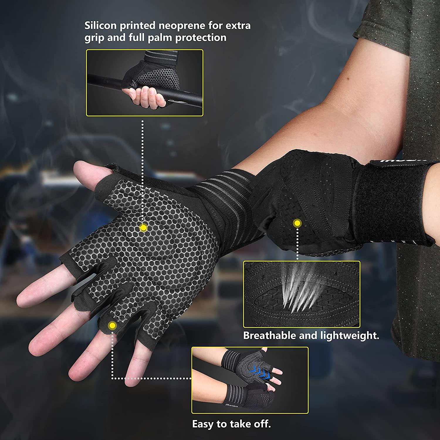 New Ventilated Weight Lifting Gloves With Built-in Wrist Wraps, Full Palm  Protection & Extra Grip. Great For Pull Ups, Cross Training, Fitness,  Weight